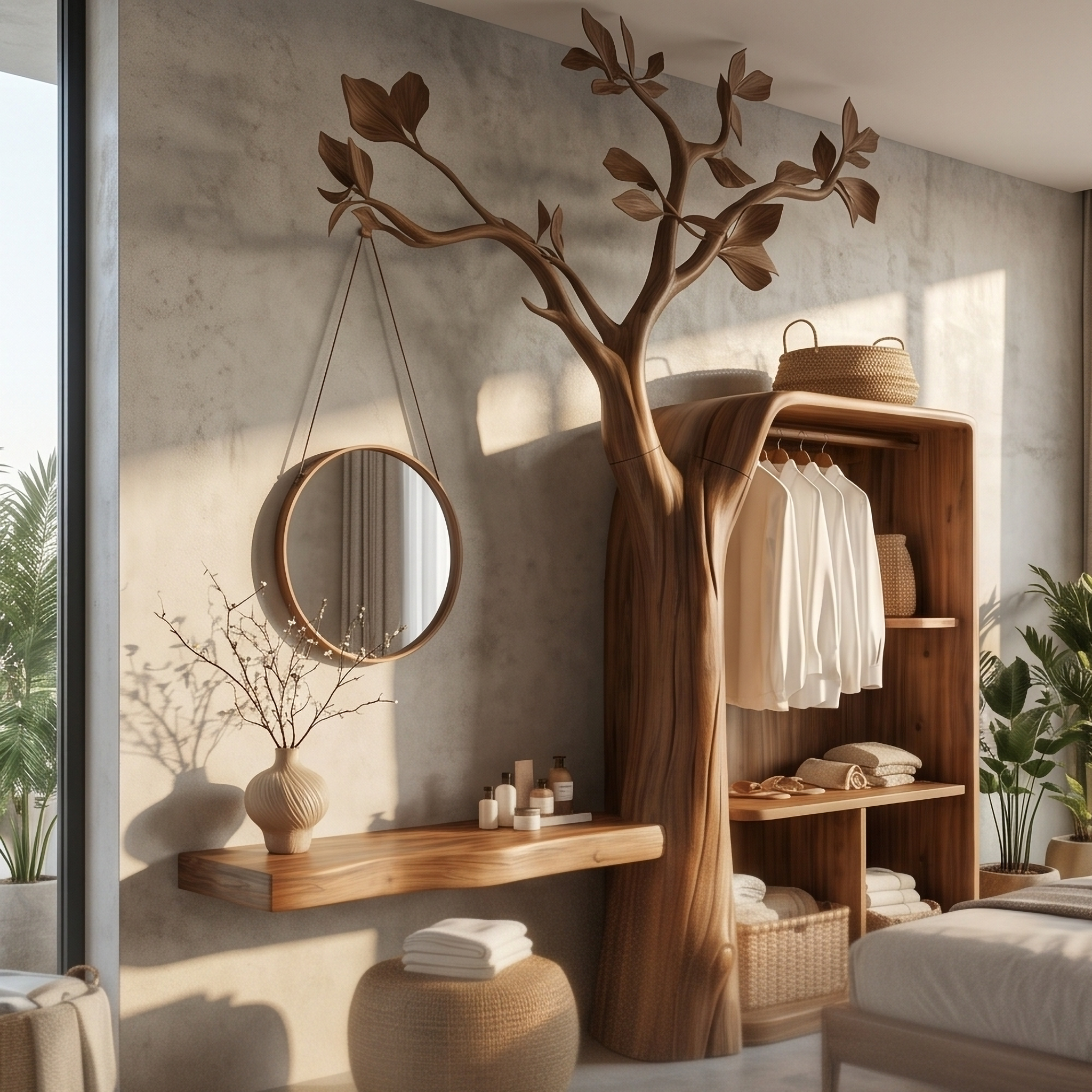 Natural Wardrobe Tree Coat Rack Bedroom And Walk In Closet