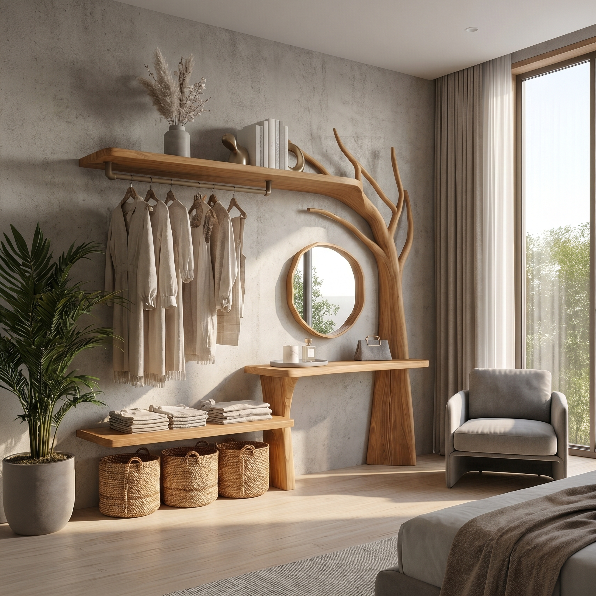 Organic Tree Coat Rack Wardrobe Vanity Bedroom And Dressing Room