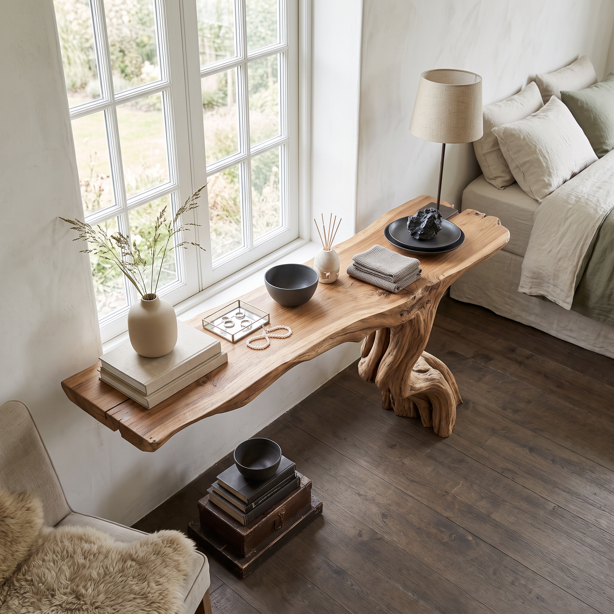 Rustic Console Table Driftwood Live Edge Natural Wood Gift