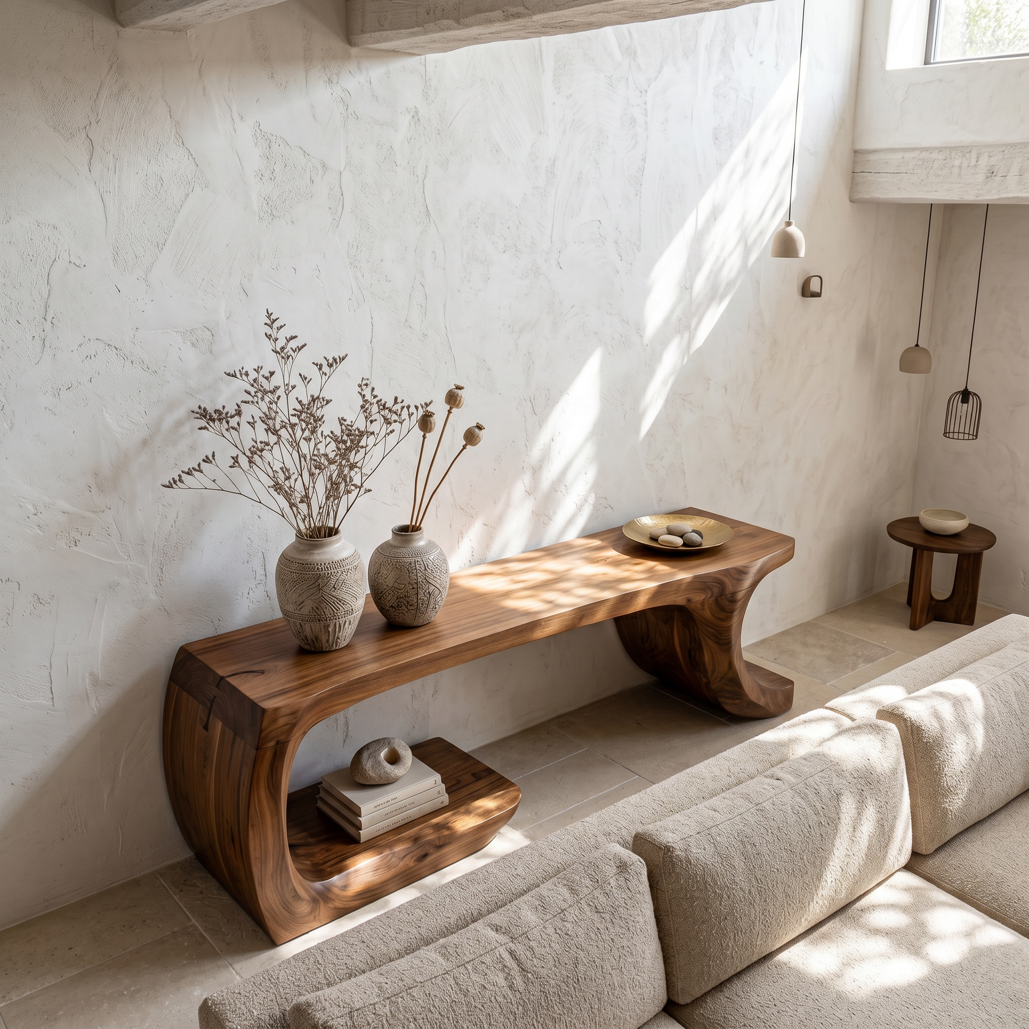 Modern Console Table With Organic Geometric Form For Hallway