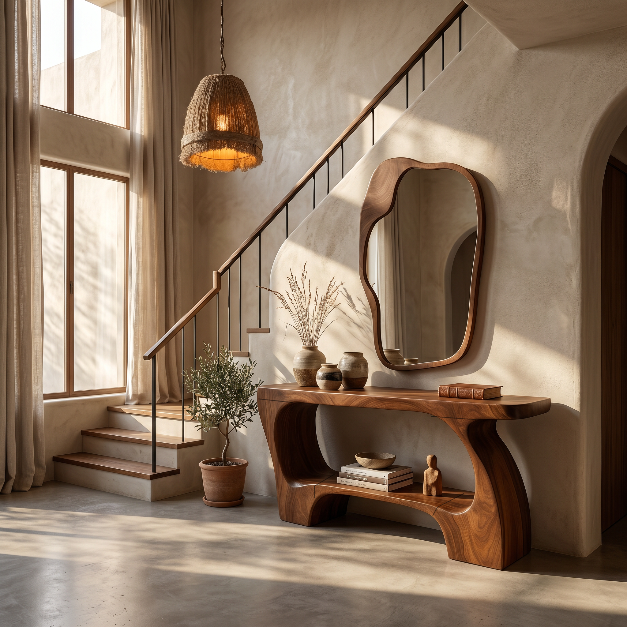 Contemporary Console Table With Artistic Open Structure For Living Room