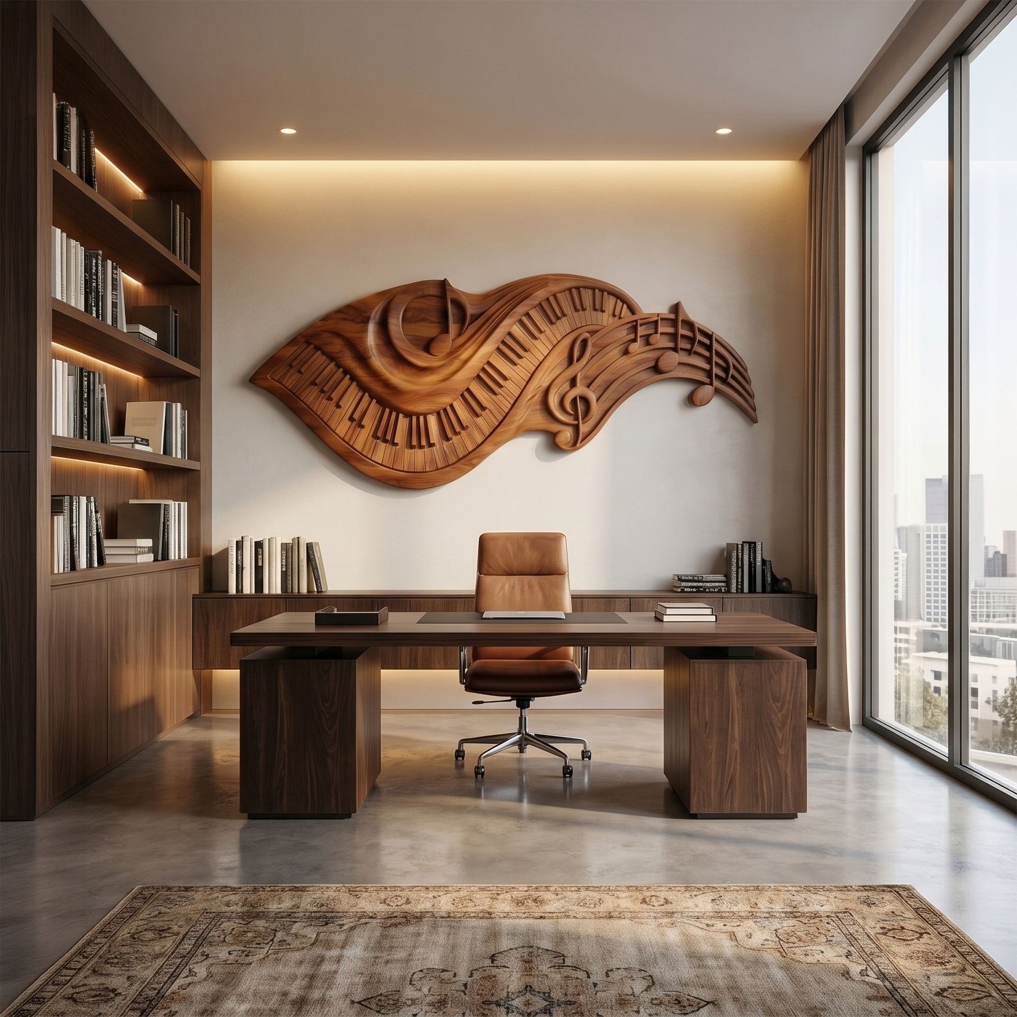 Flowing Piano Keys Wooden Wall Art For Living Room