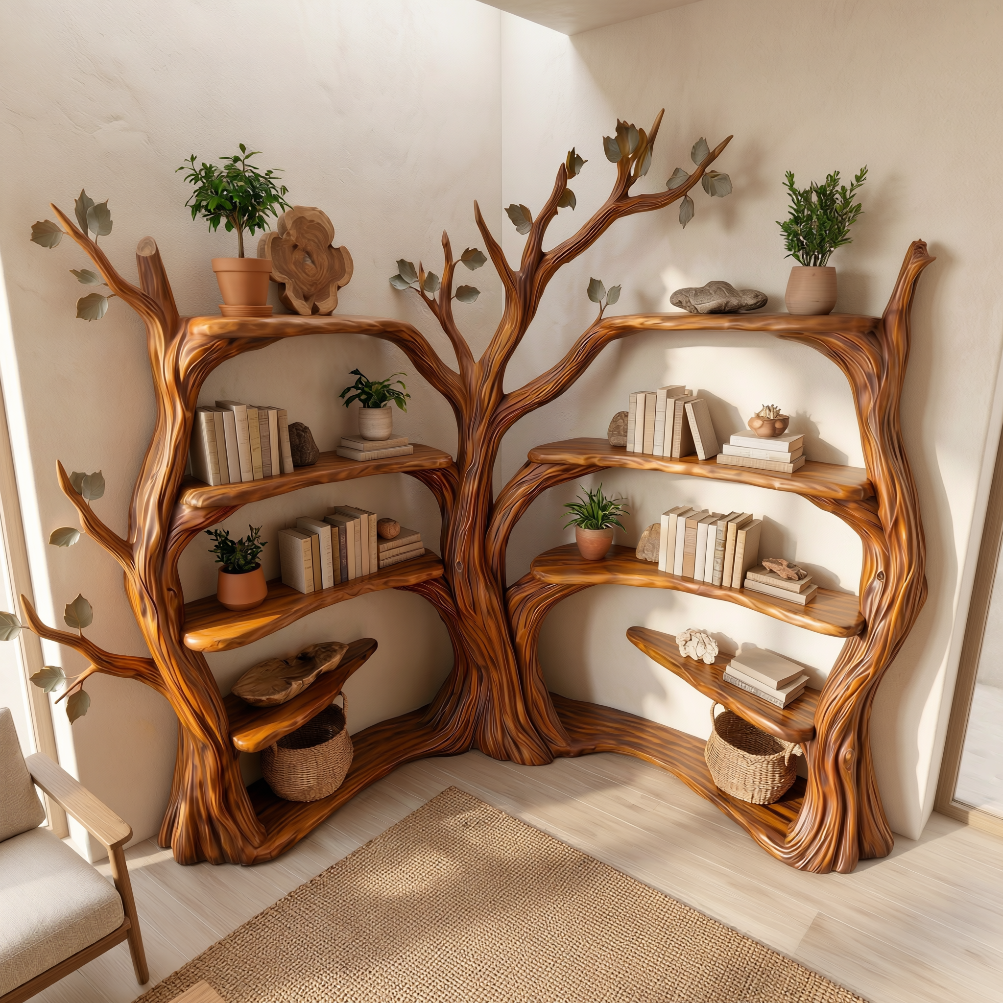 Tree Corner Bookshelf For Living Room And Reading Room