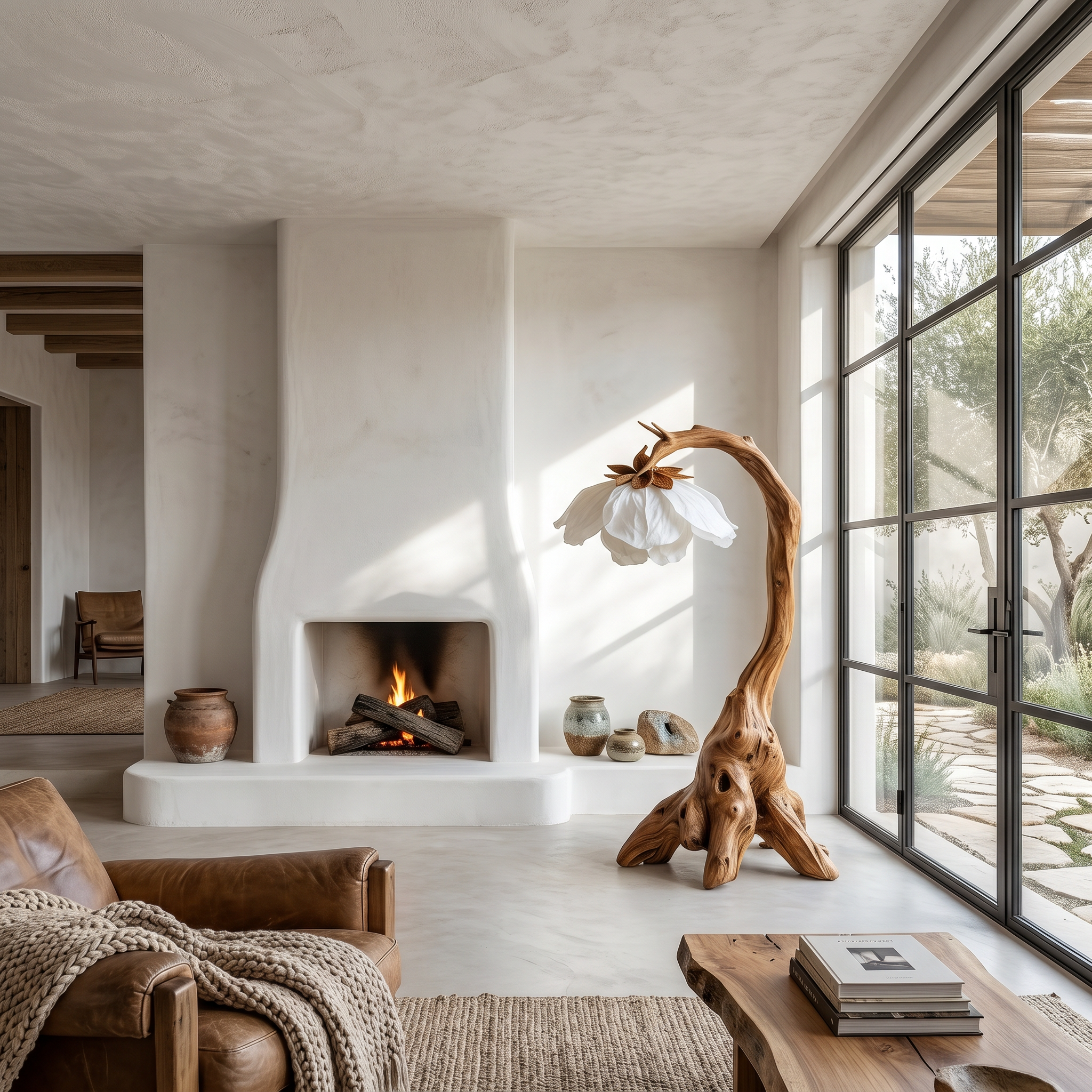 Organic Floor Lamp With Tree Branch Silhouette For Bedroom And Reading Nook
