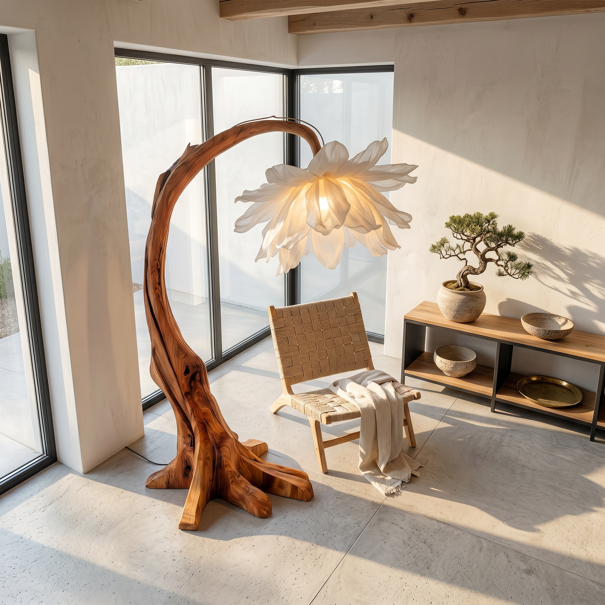Contemporary Floor Lamp With Sculptural Floral Design For Living Room And Bedroom