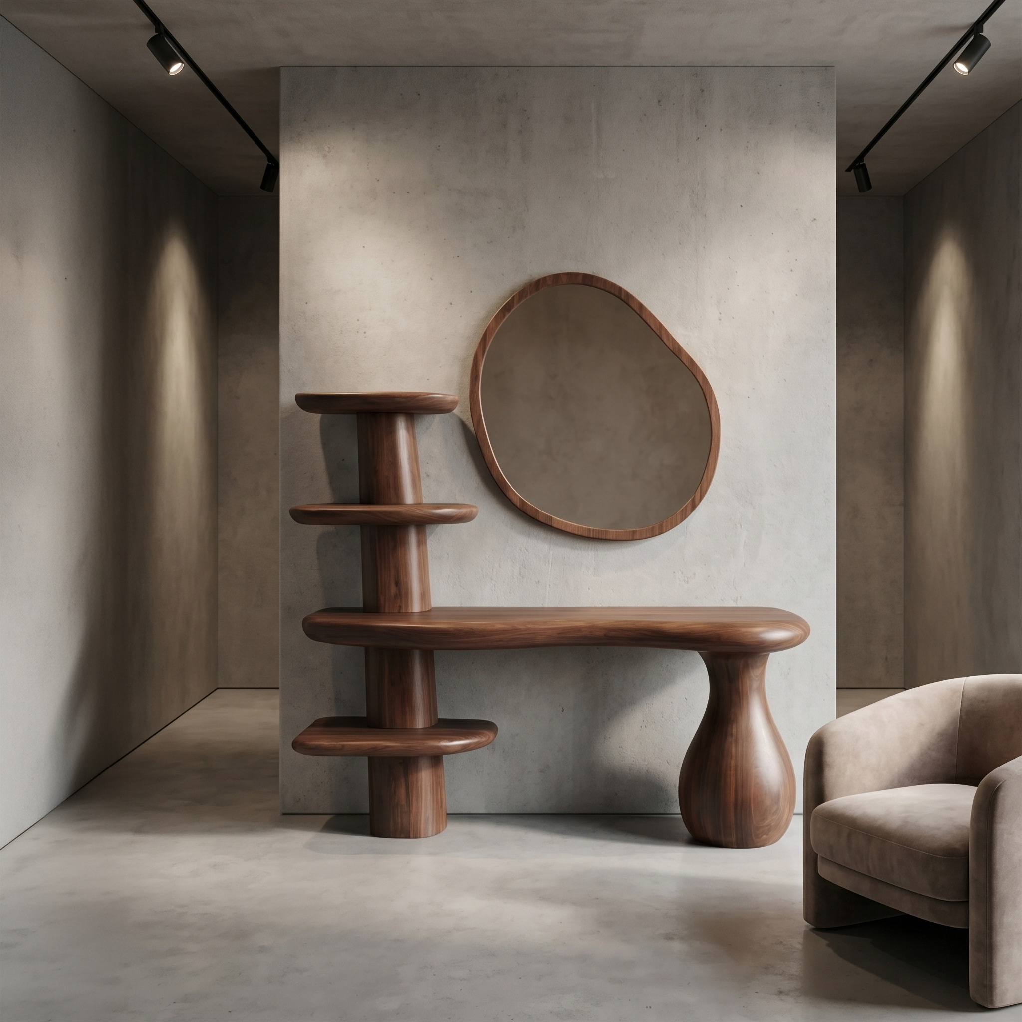 Organic Corner Vanity Table For Bedroom