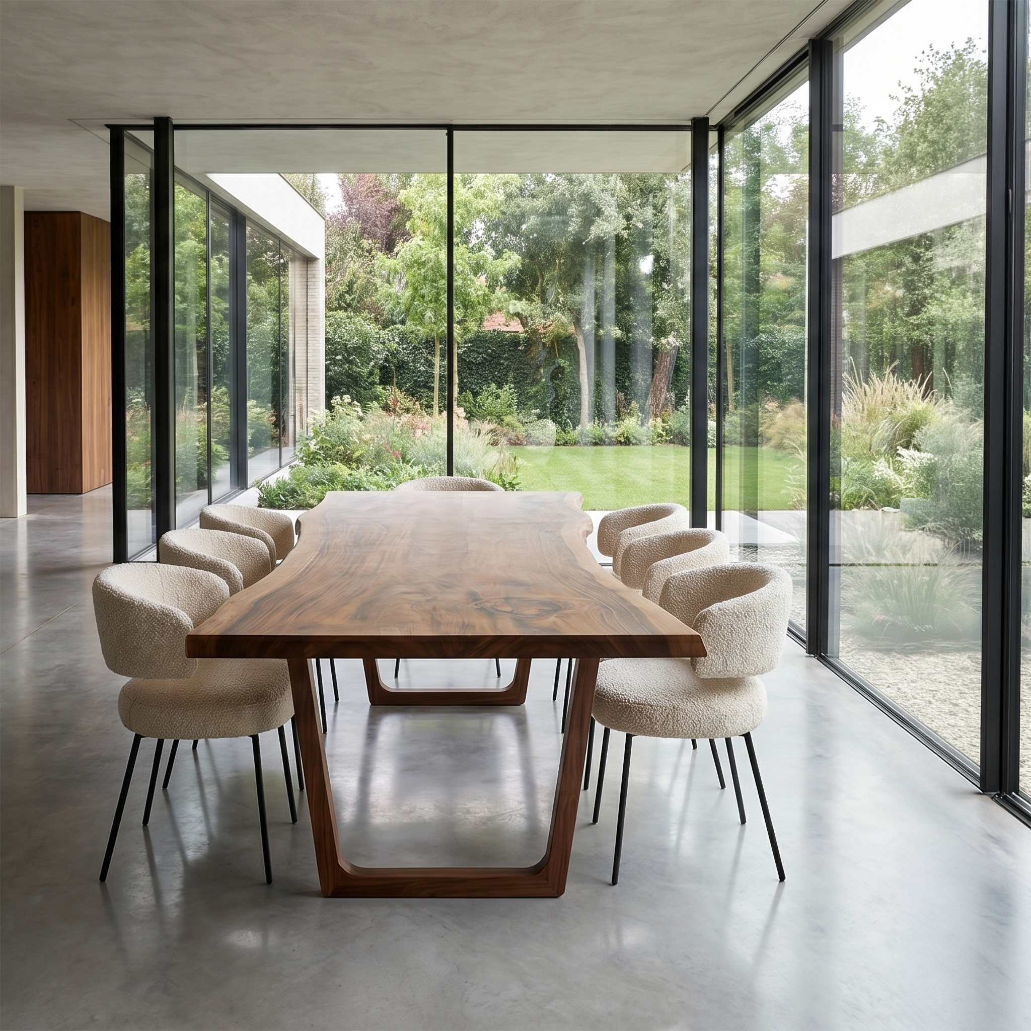 Organic Live Edge Dining Table With U Shaped Wood Legs For Dining Room