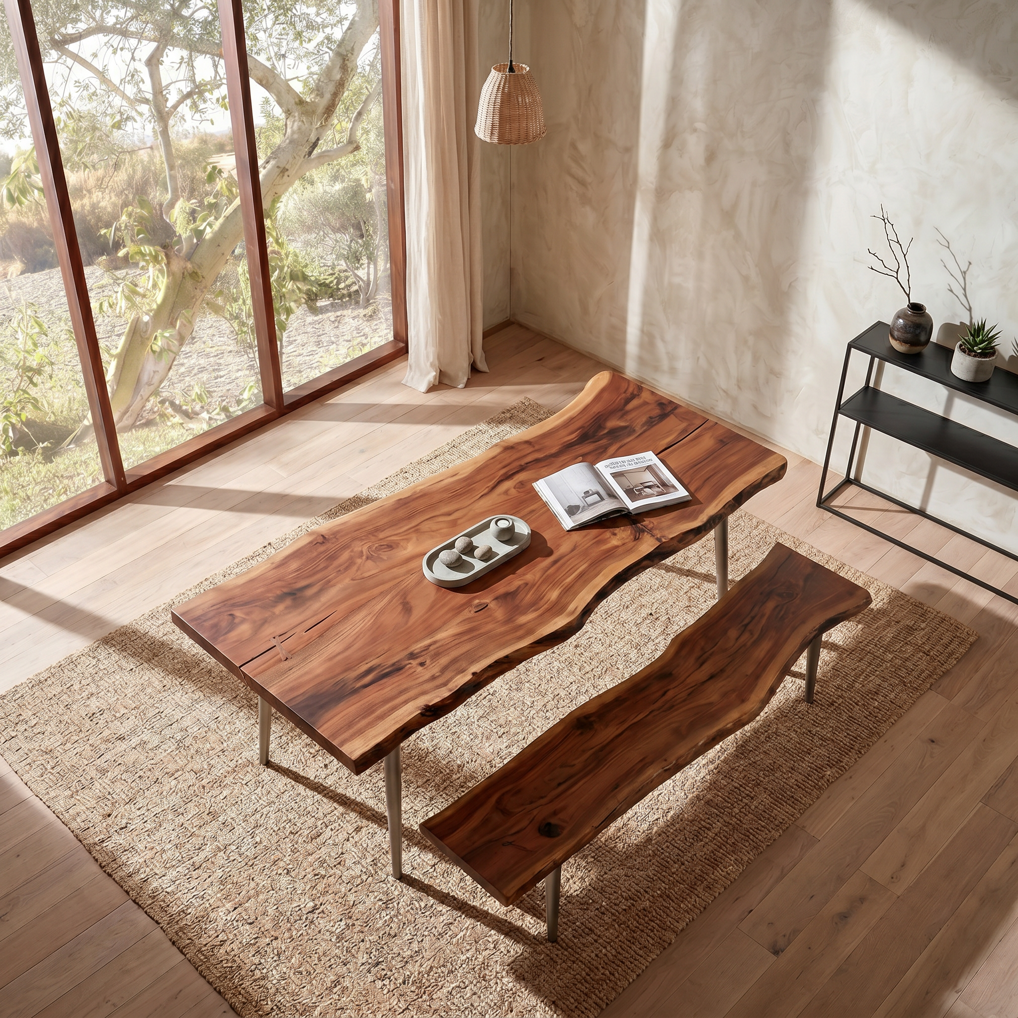 Rustic Dining Table With Trestle Wood Base For Dining Room