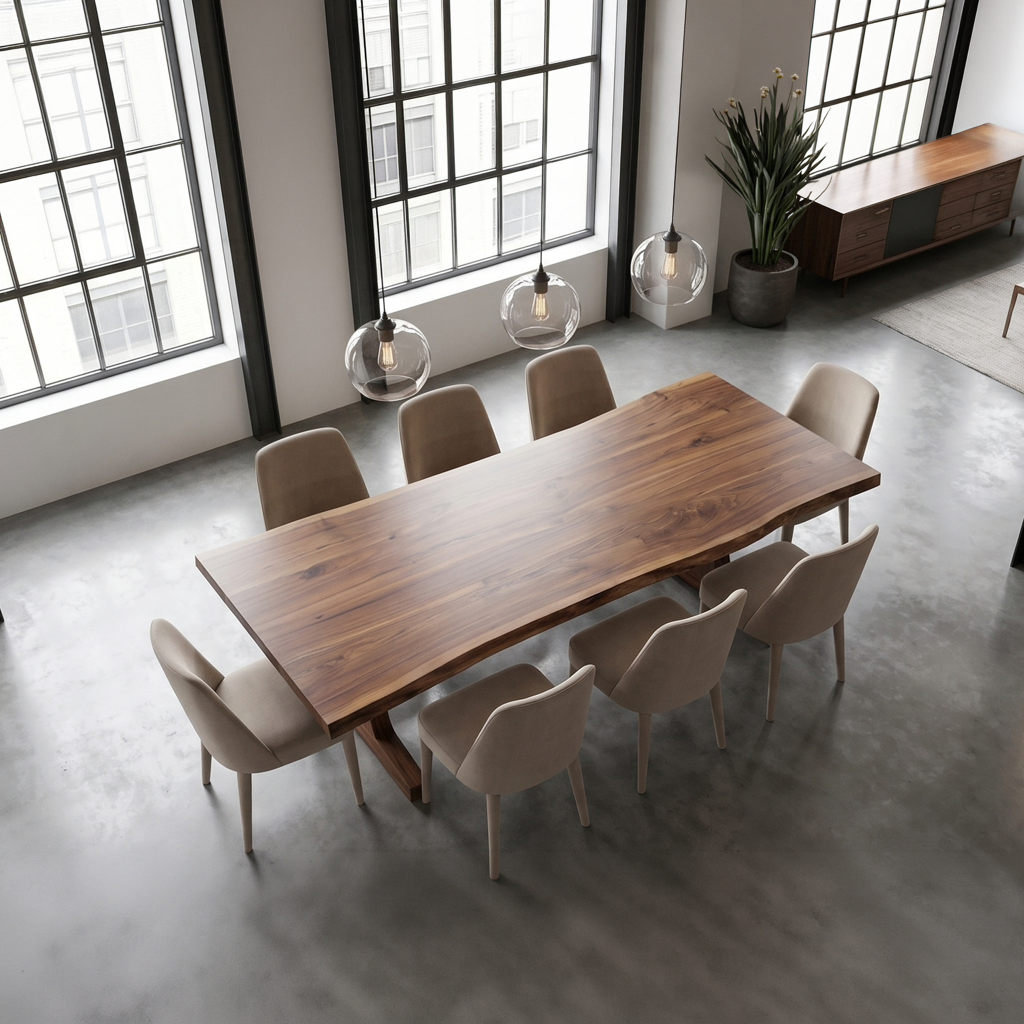 Organic Live Edge Dining Table With Waterfall Wood Base For Dining Room
