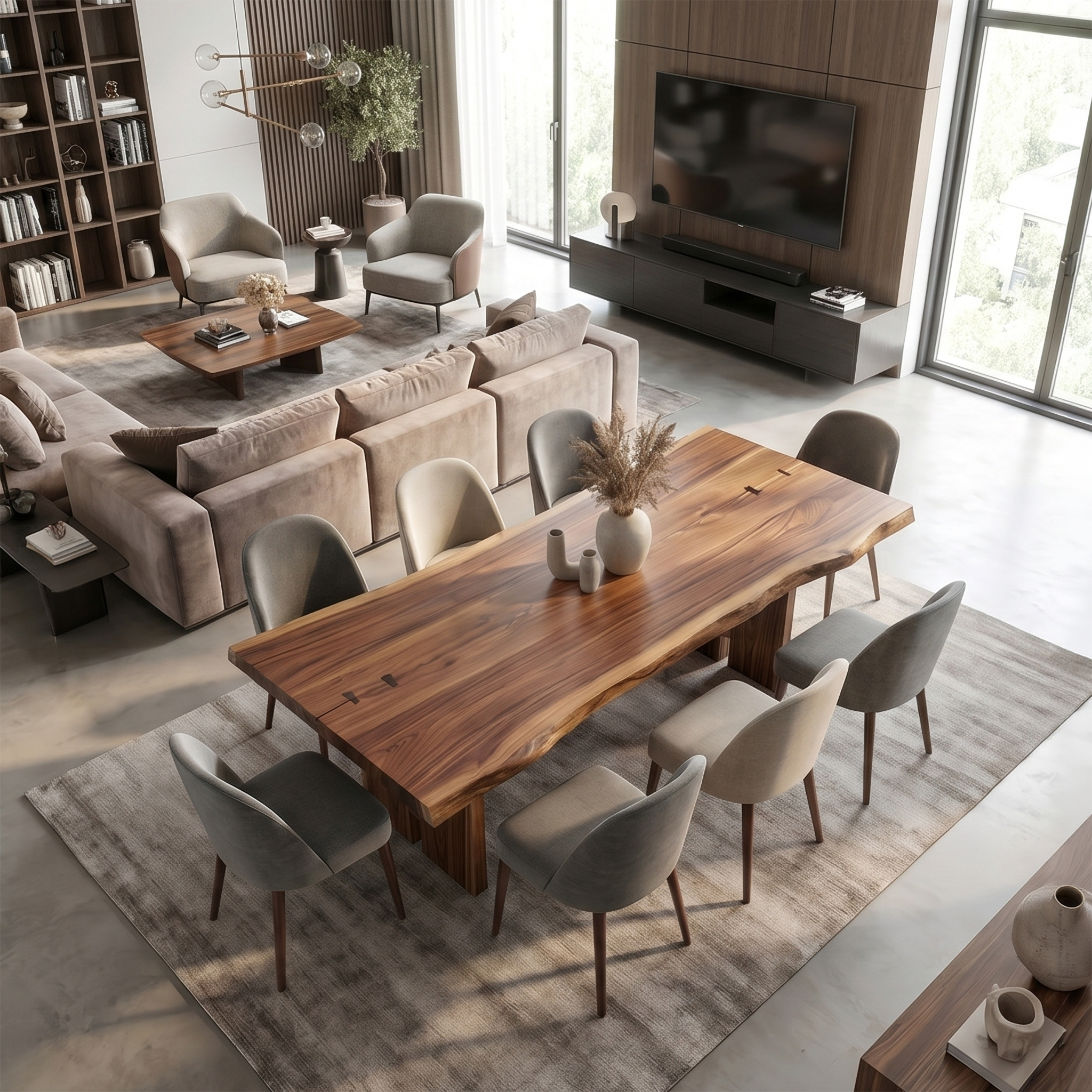 Sculptural Dining Table With Chunky Pedestal Base For Dining Room