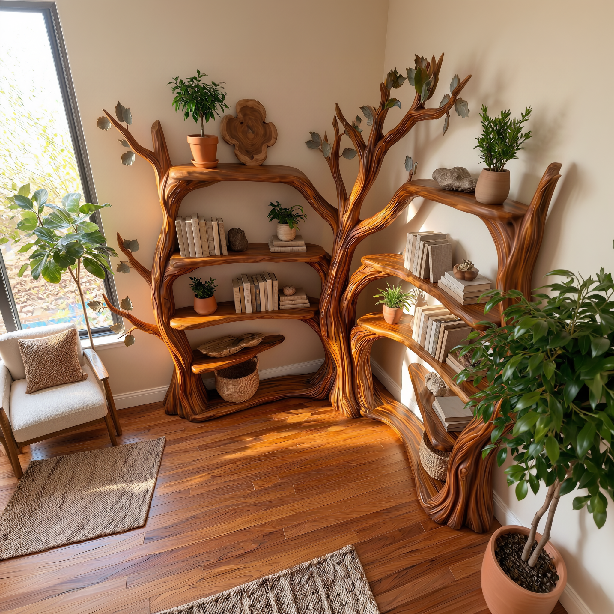 Tree Corner Bookshelf For Living Room And Reading Room