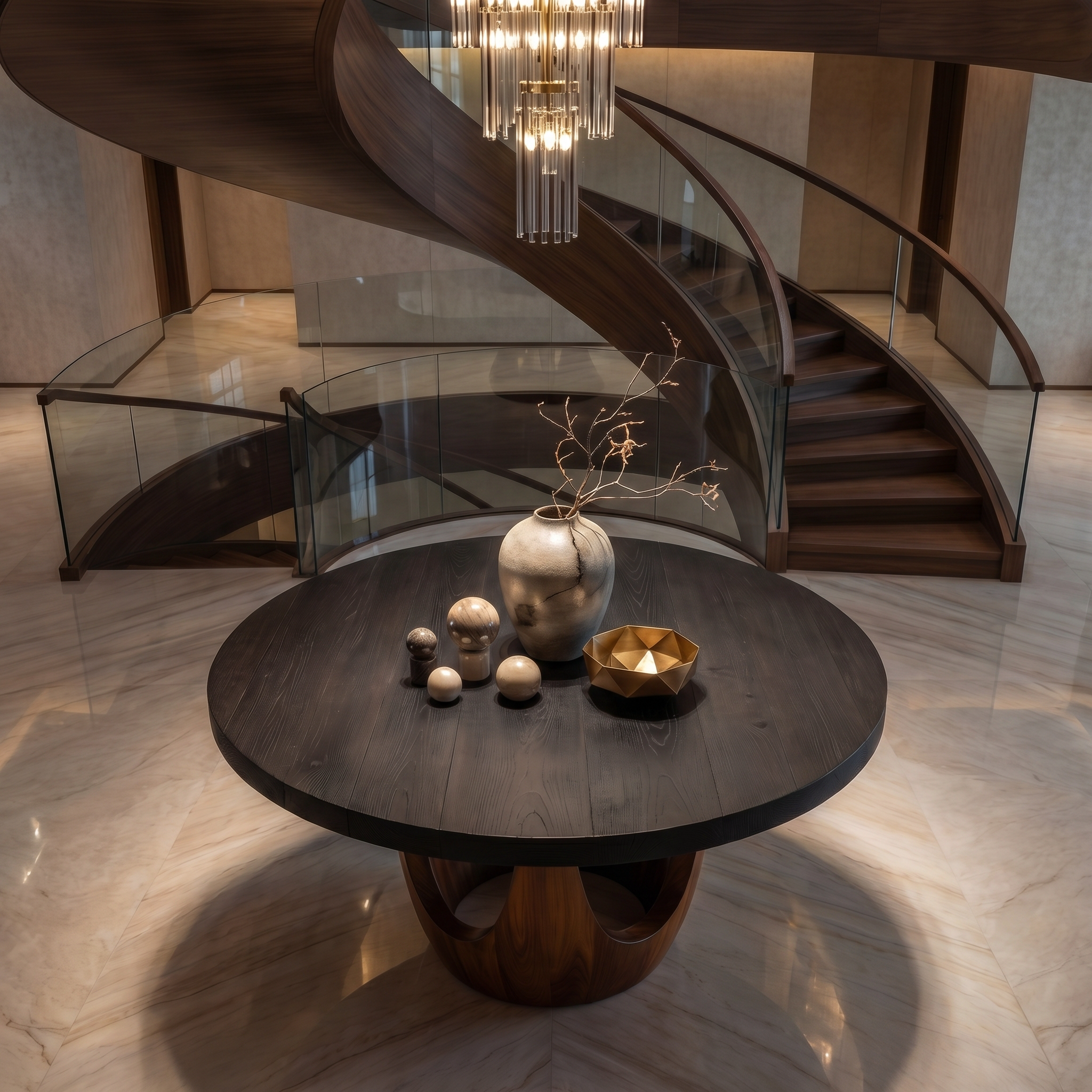 Modern Luxury Round Foyer Table For Entryway And Lobby