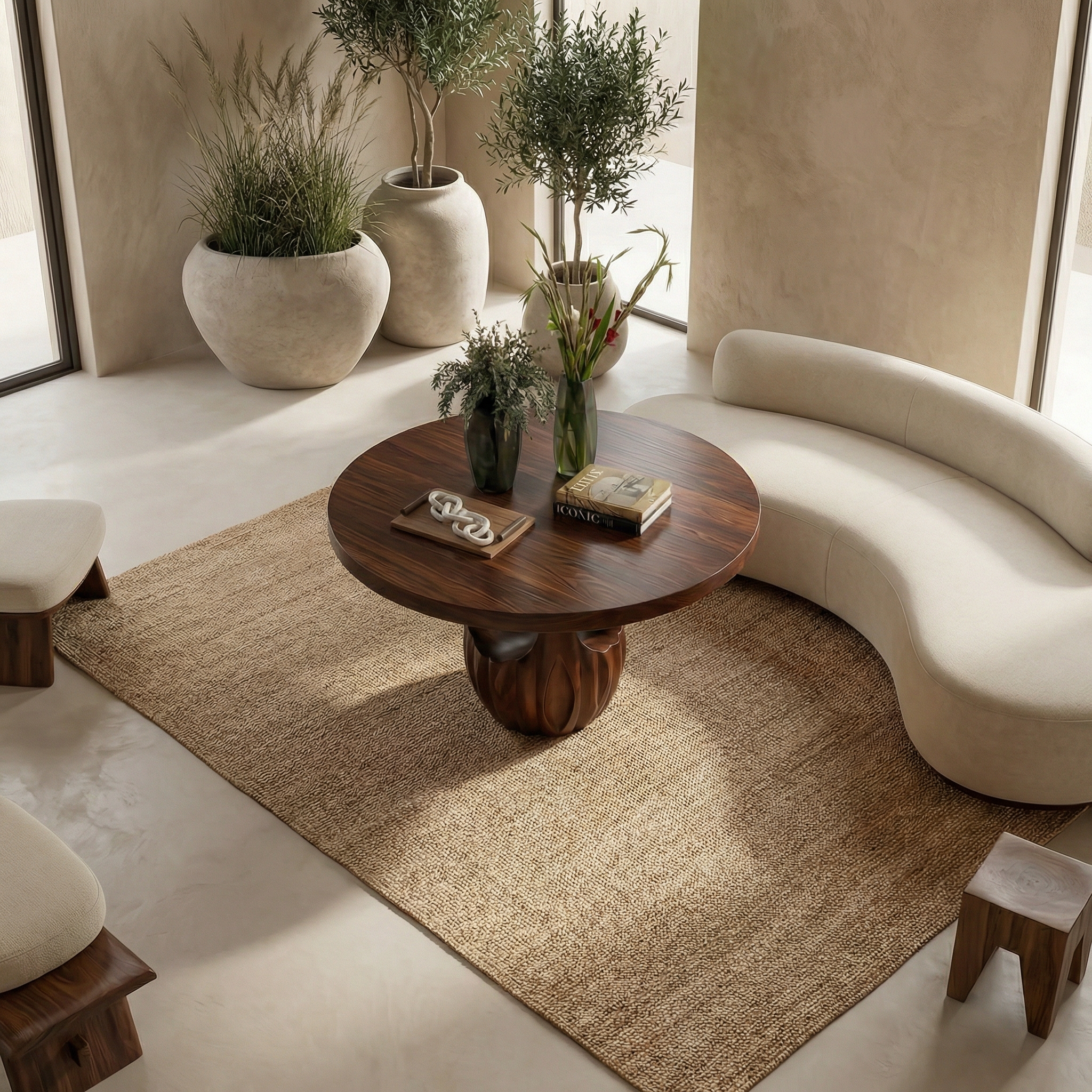 Modern Round Entryway Foyer Table With Unique Sculptural Base For Entryway And Hallway