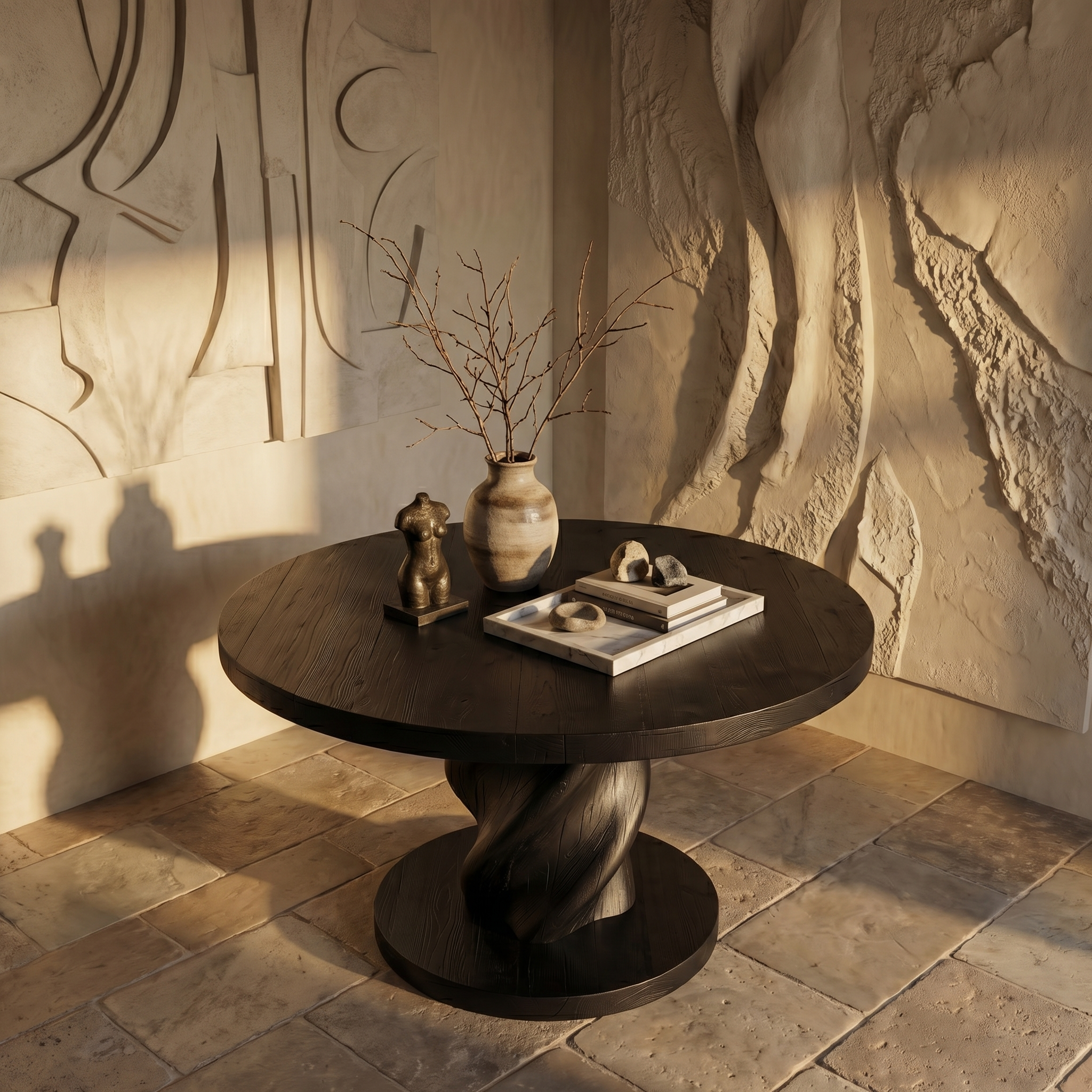 Modern Luxury Statement Round Entry Table For Entryway And Lobby