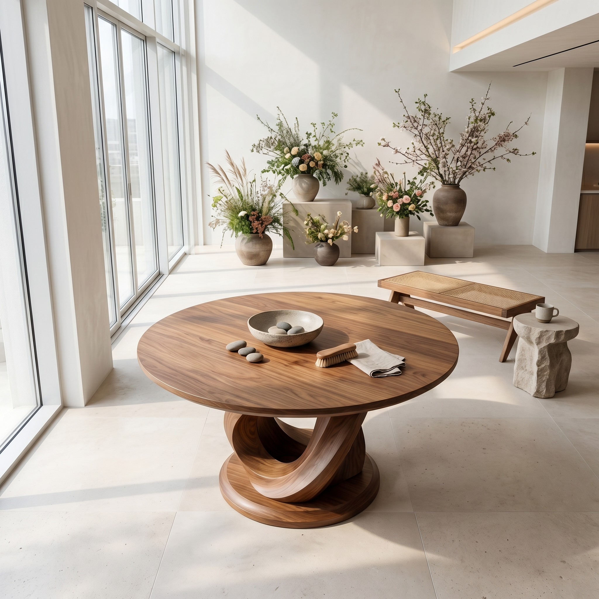 Modern Foyer Table Handcrafted Sculptural Base For Entryway