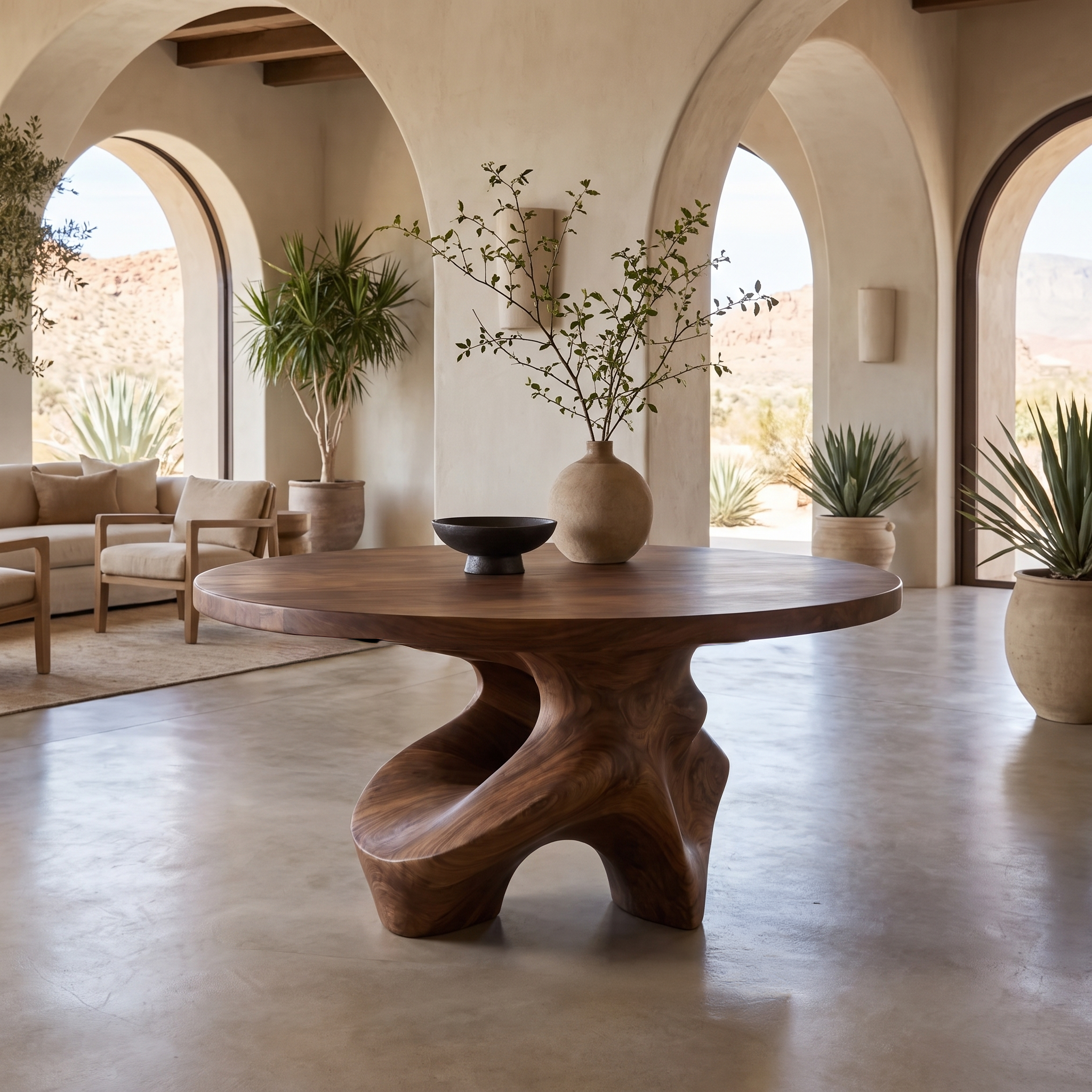 Minimalist Foyer Table Handcrafted Organic Base For Entryway