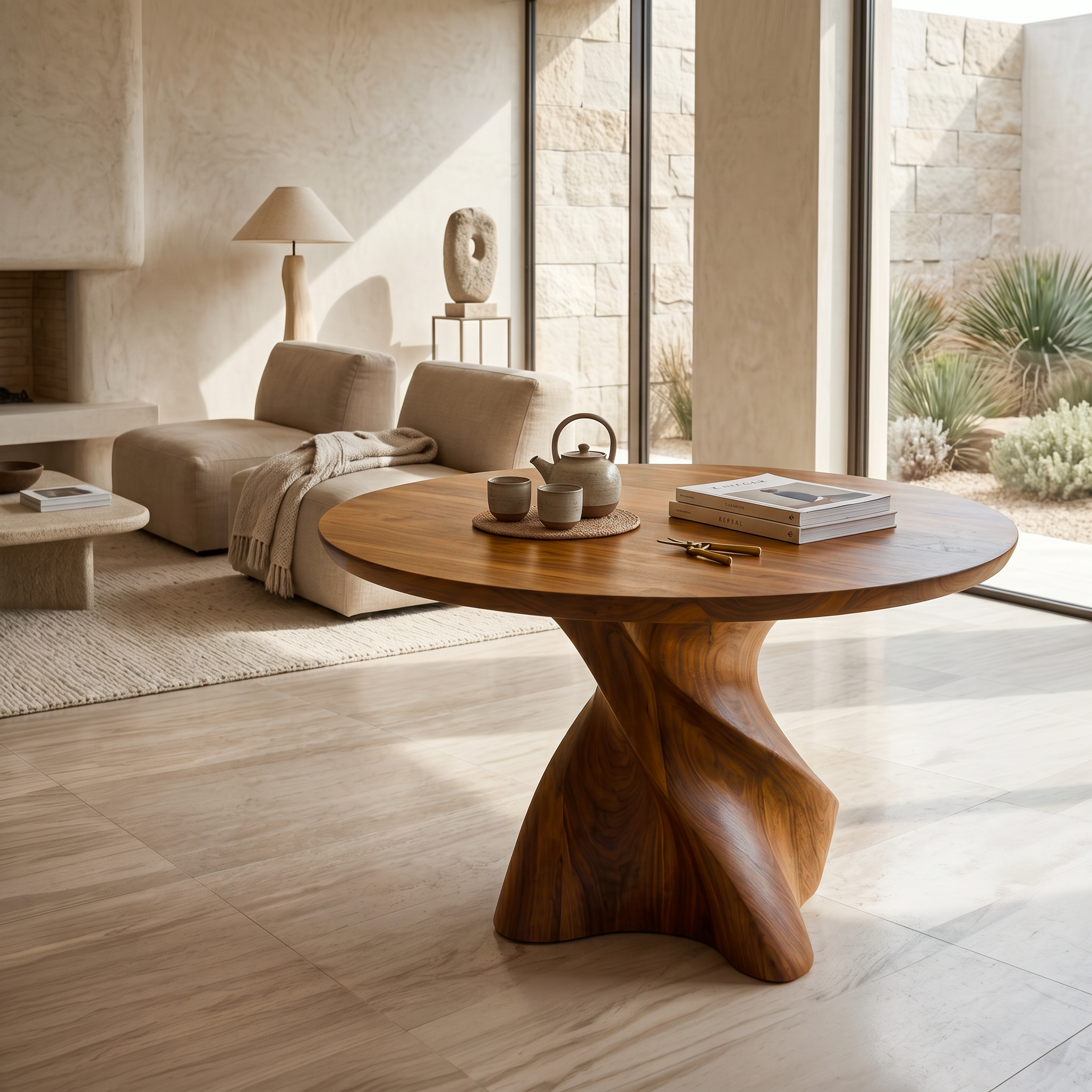 Organic Modern Foyer Table Handcrafted Freeform Design For Luxury Entryway