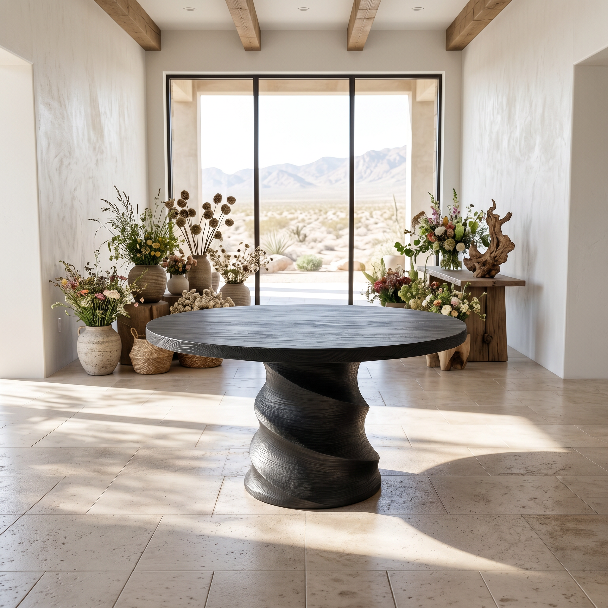Organic Foyer Table With Sculptural Spiral Design For Foyer And Entryway