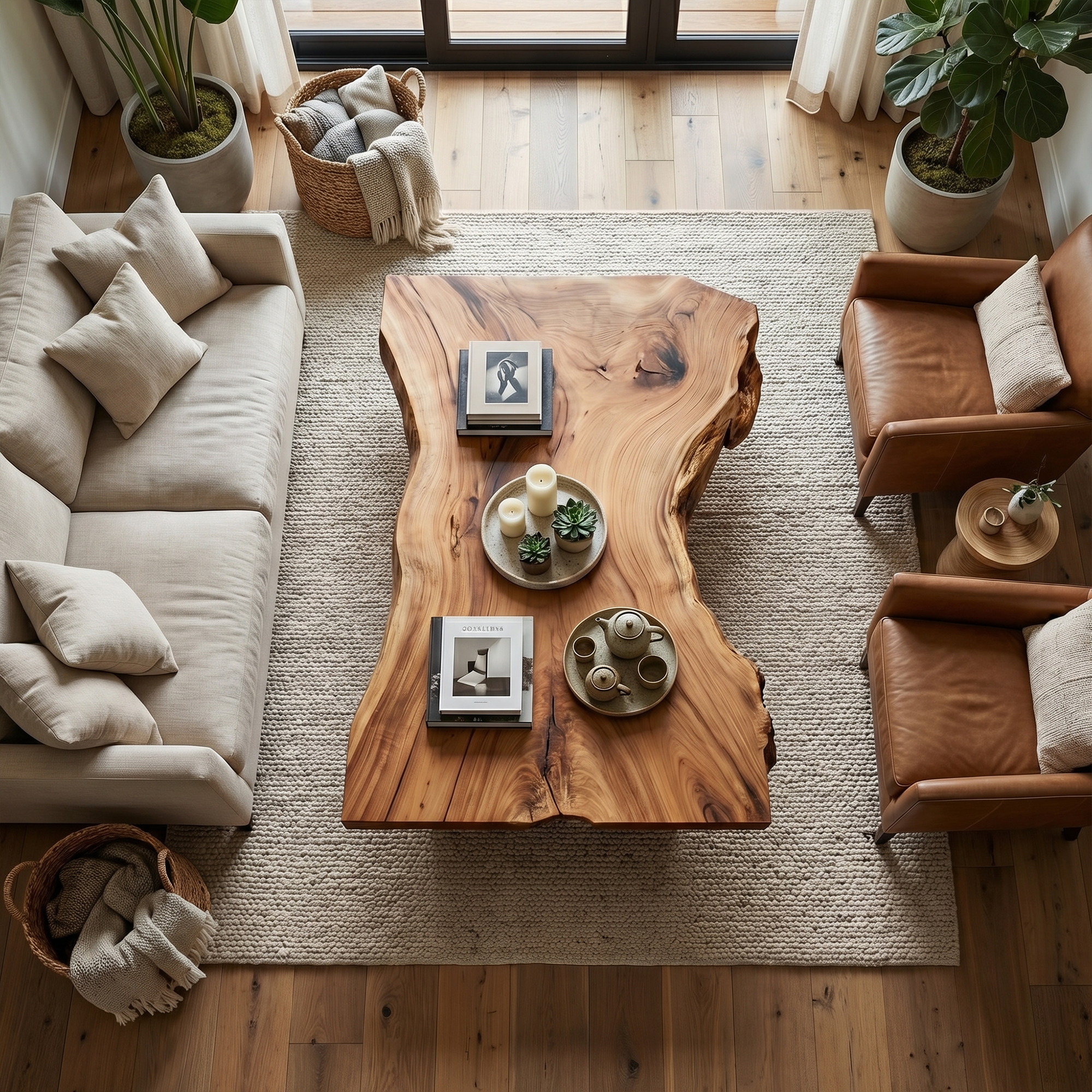 Rustic Sculptural Coffee Table Modern Living Room Display