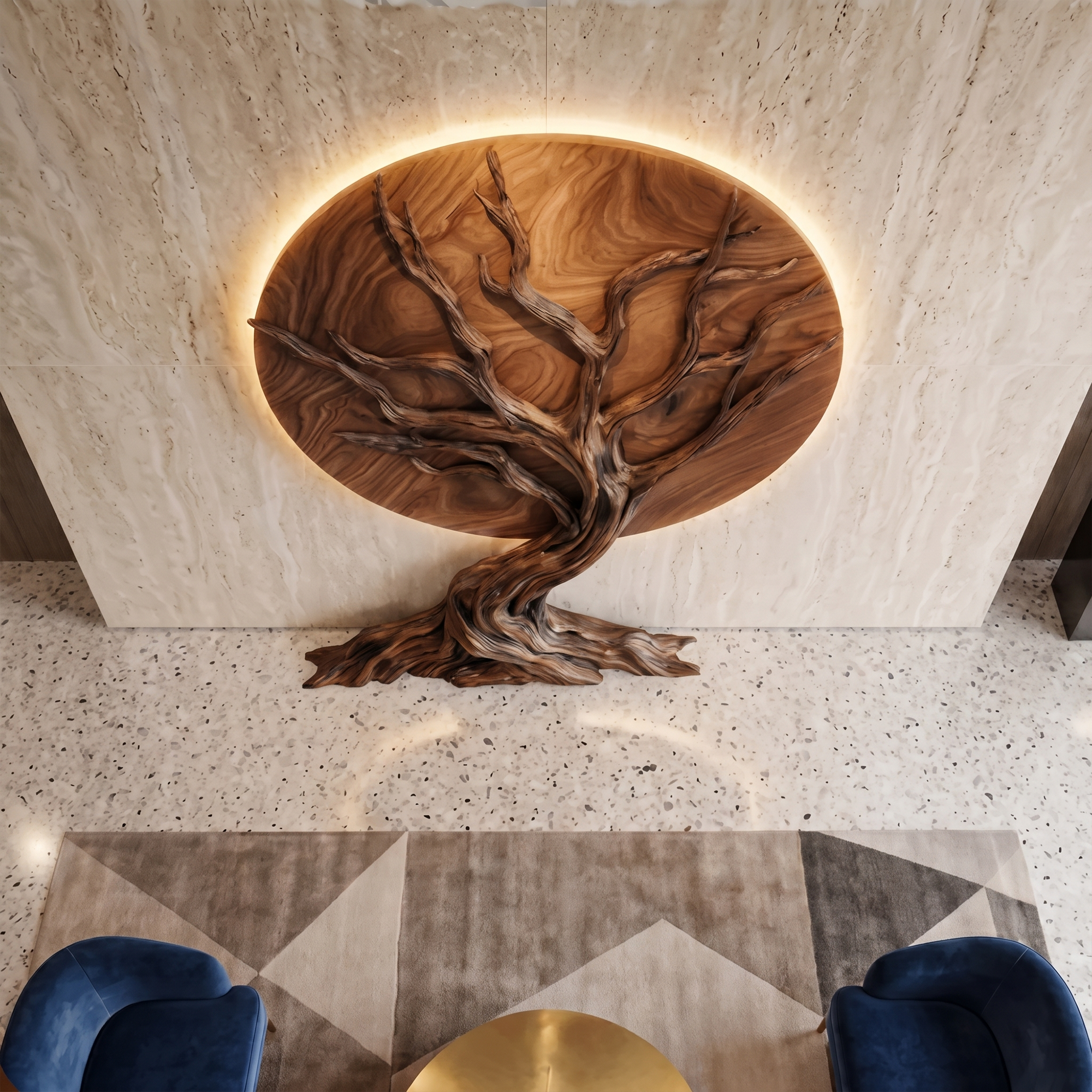 Handcrafted Tree Wall Sculpture For Living Room Architectural Accent