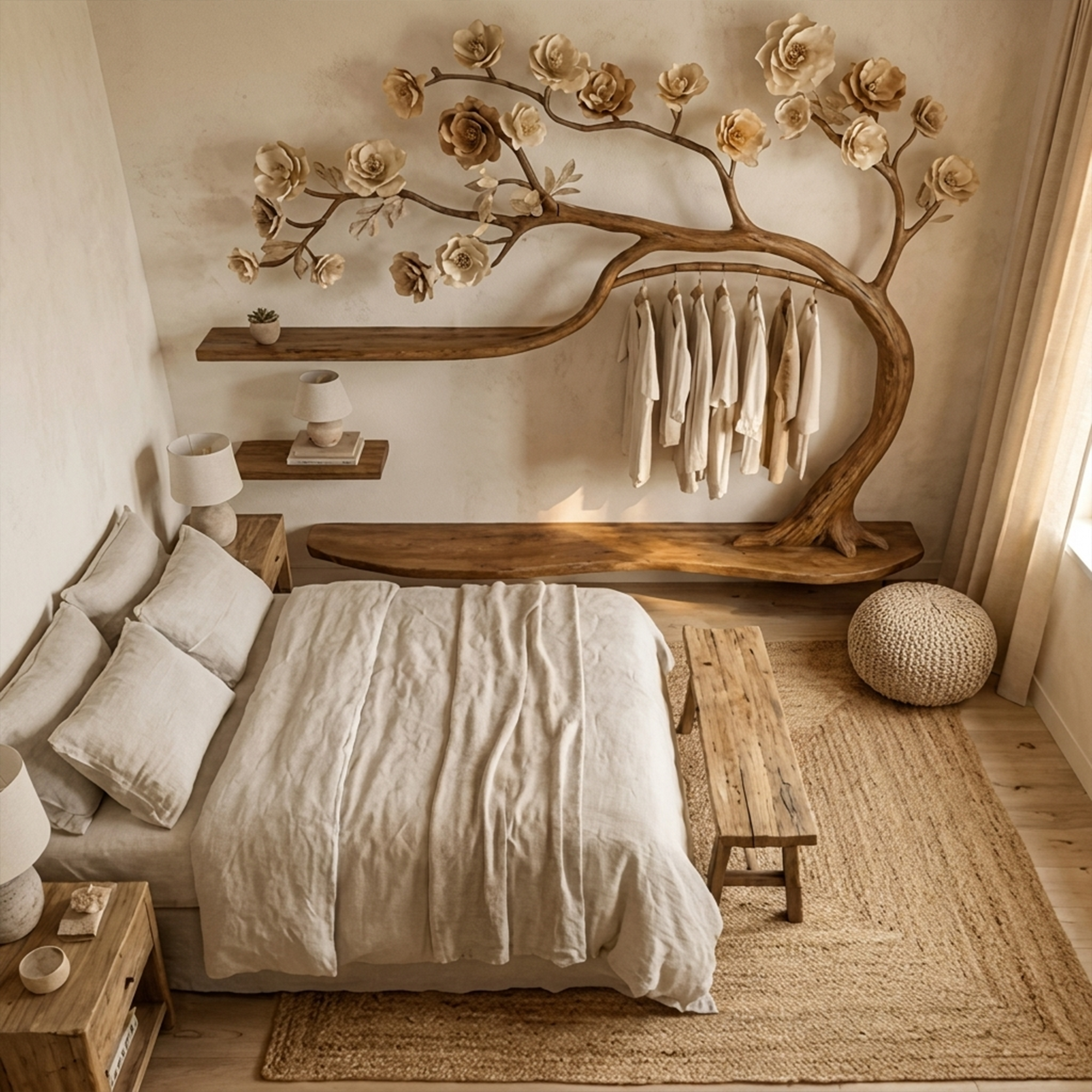 Rustic Tree Wardrobe Solid Wood Handcrafted Bedroom Storage