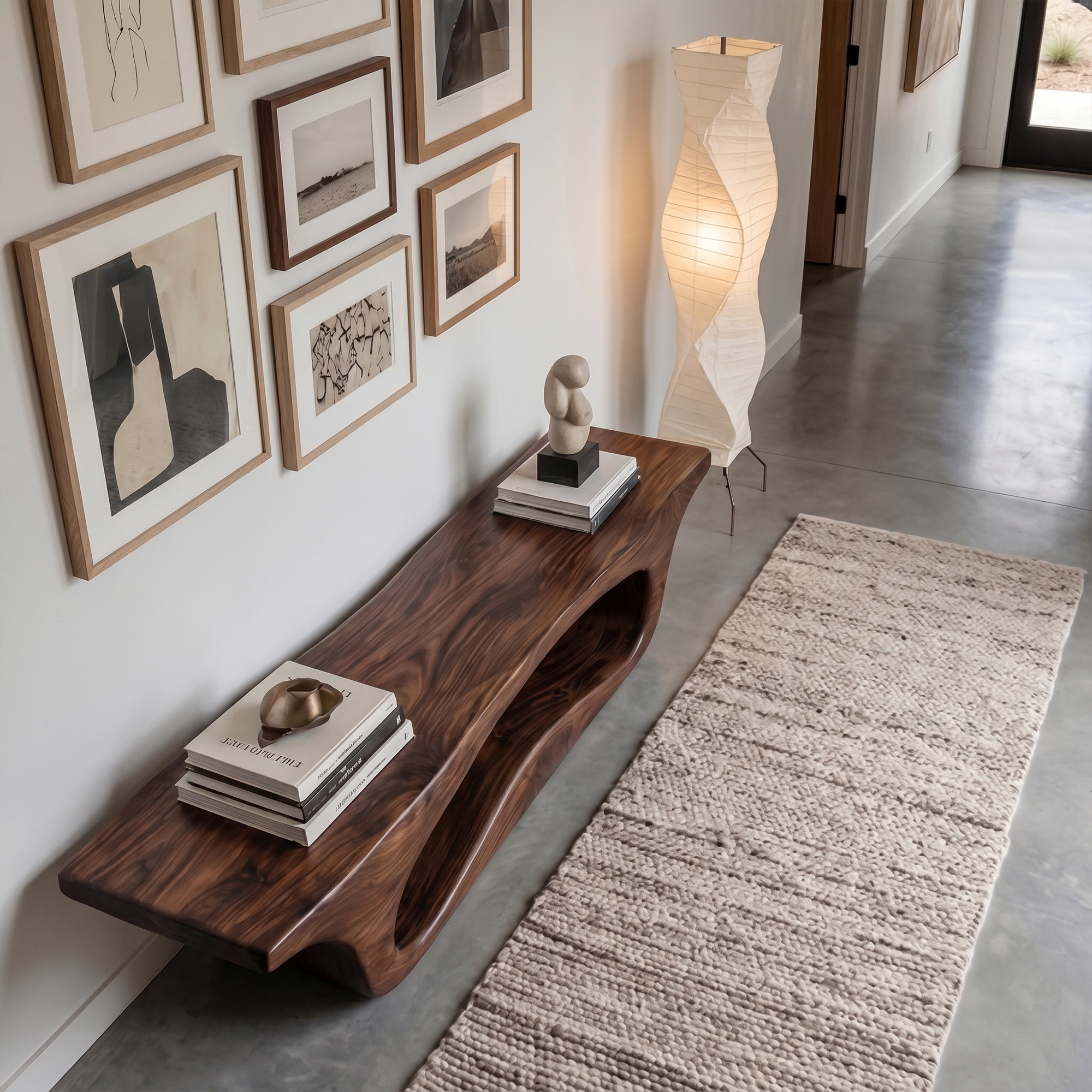 Modern Sculptural Bench For Entryway Or Living Room