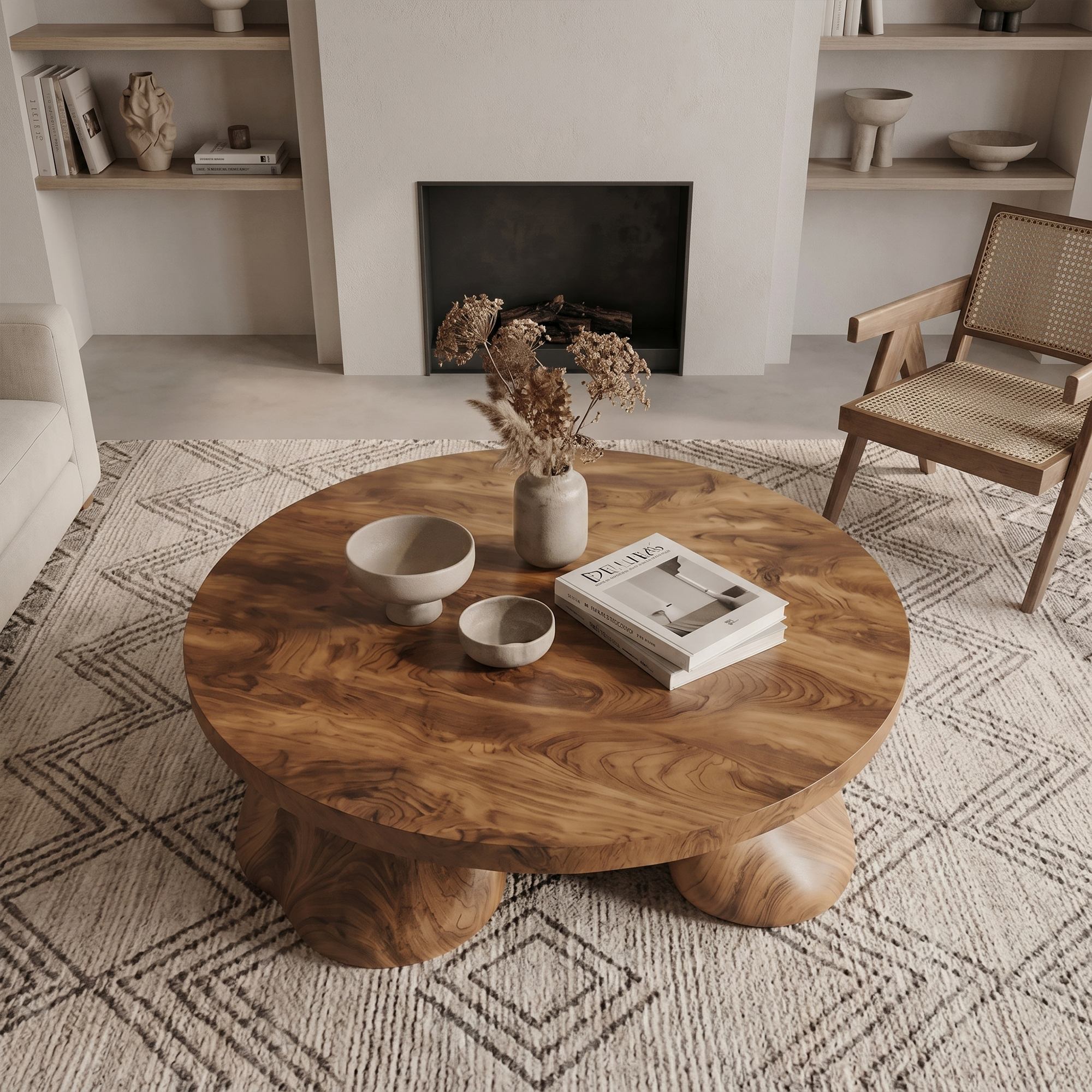 Sculptural Coffee Table With Organic Freeform Top For Living Room