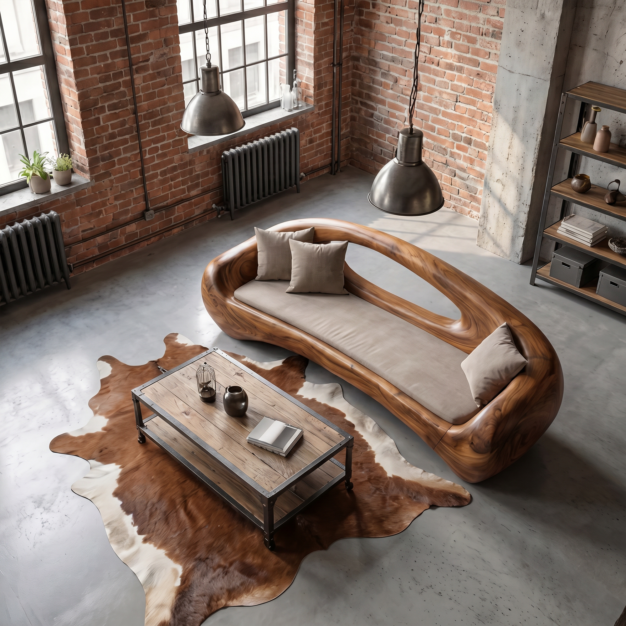 Organic Sofa Frame With Sculptural Solid Wood Design For Living Room
