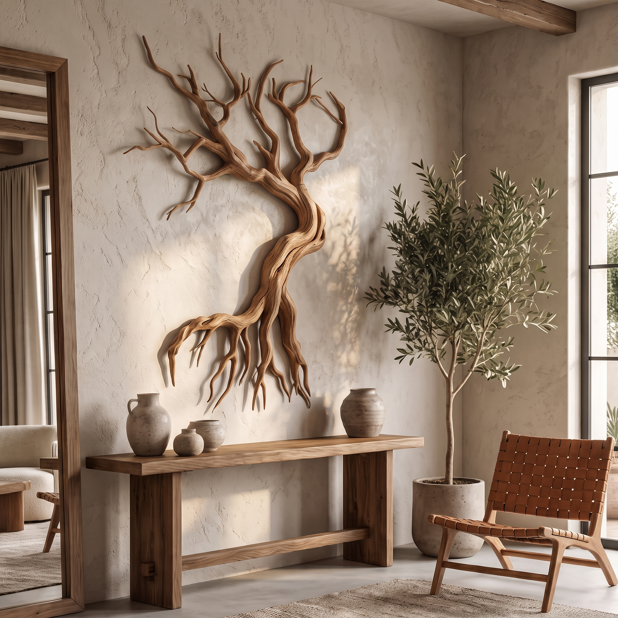 Modern Tree Branch Sculpture Wall Decor Living Room