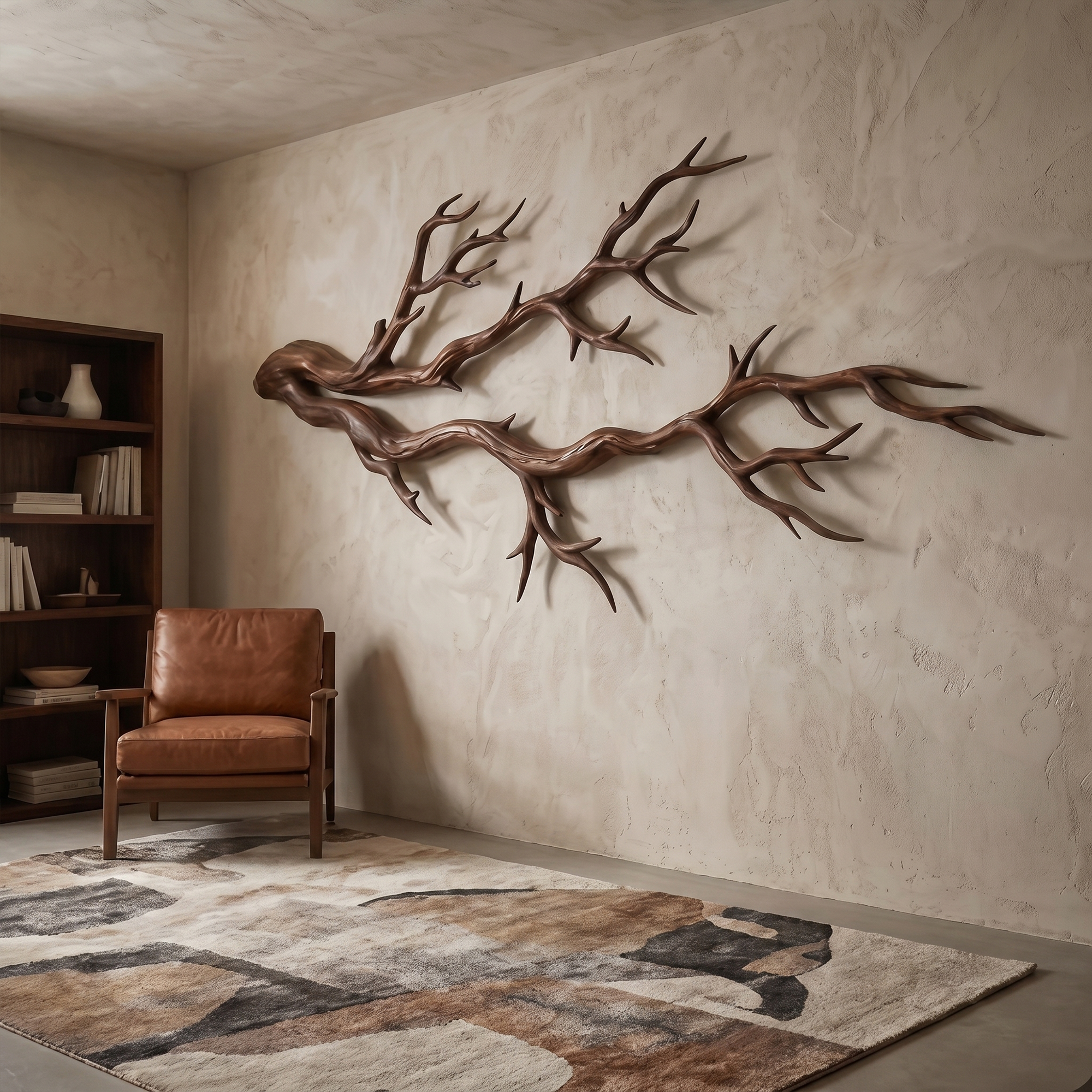 Twisted Branch Solid Wood Wall Sculpture Organic Modern Decor
