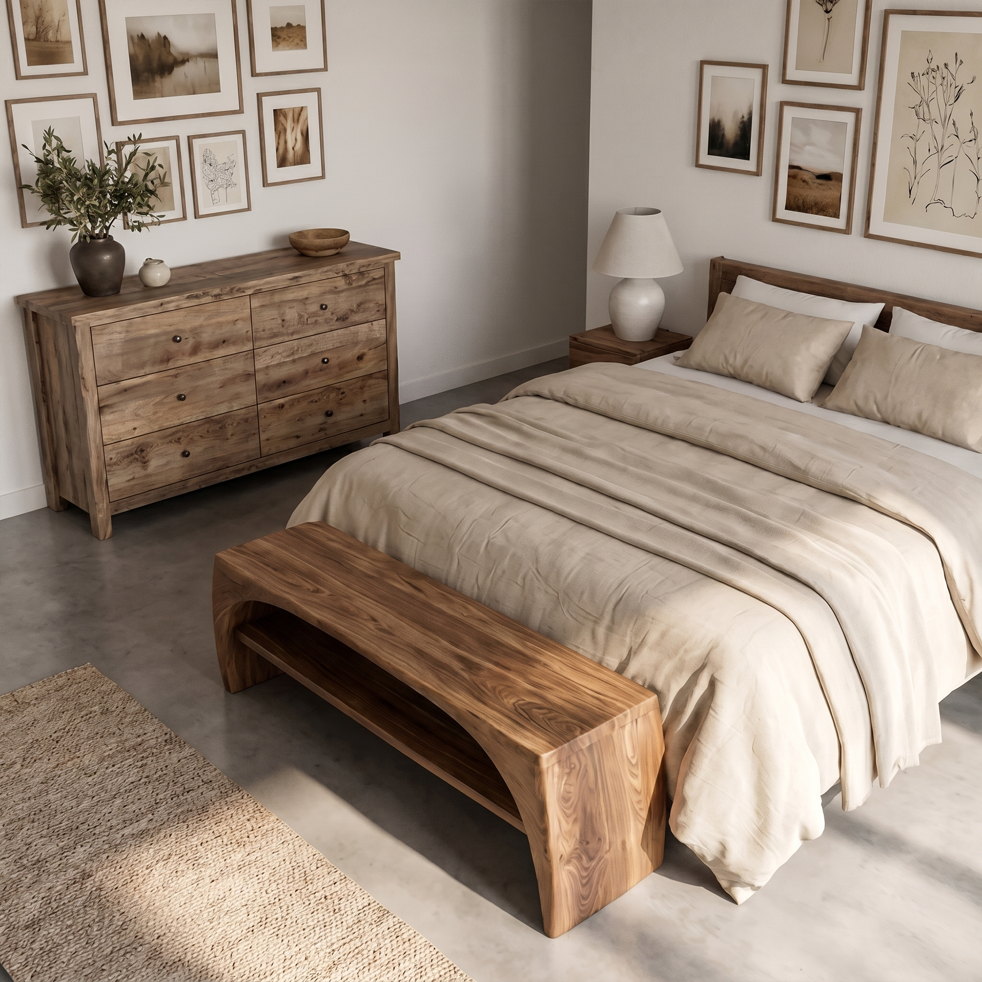 Rustic Live Edge Bench With Open Shoe Storage Shelf For Entryway