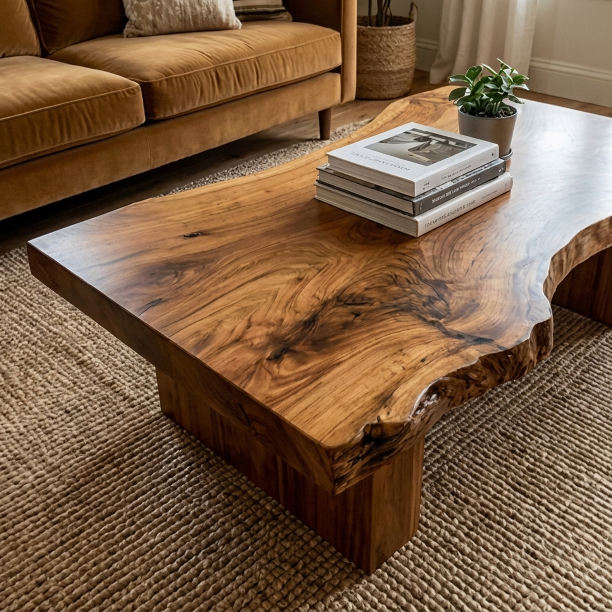 Rustic Sculptural Coffee Table Modern Living Room Display