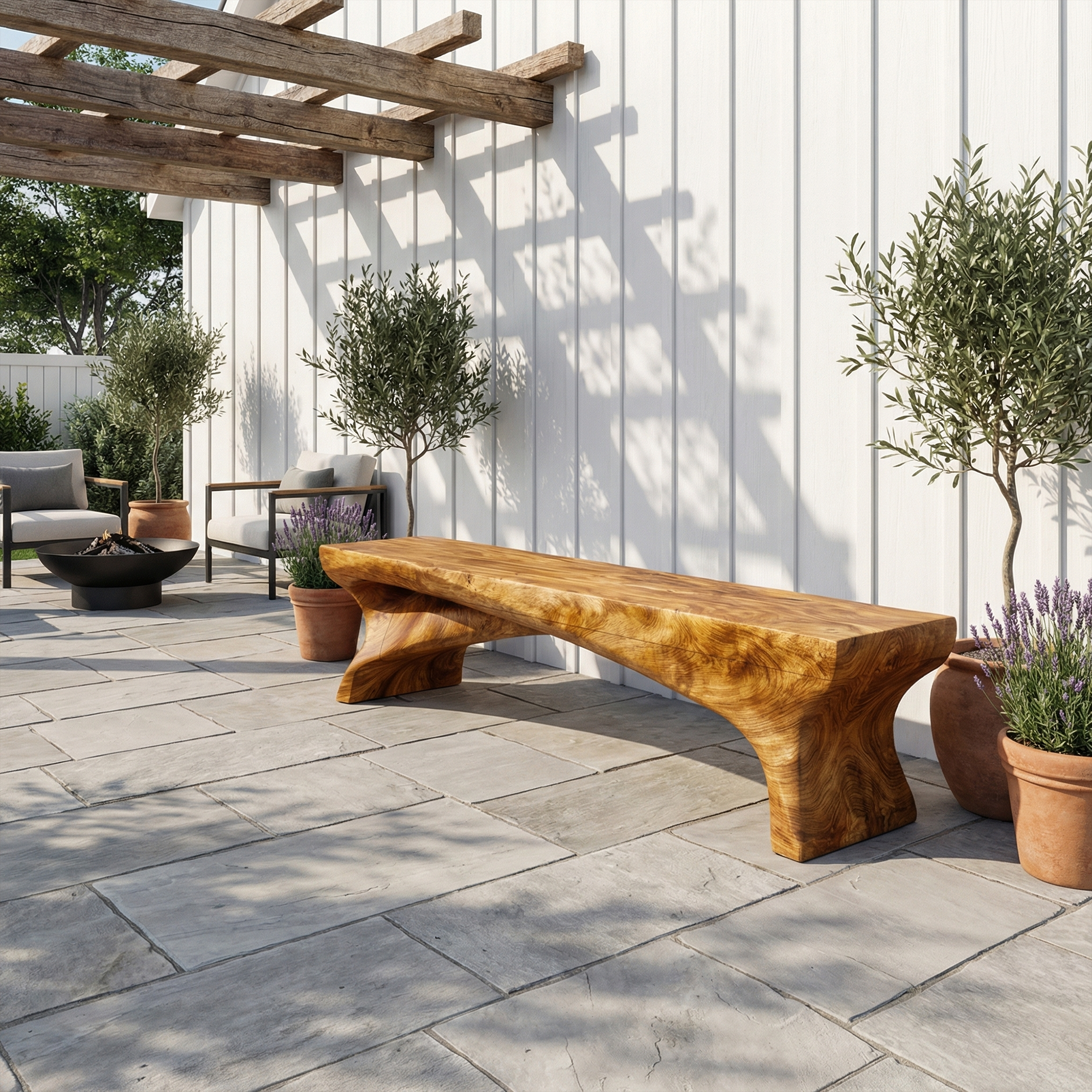 Minimal Rustic Bench Solid Wood Live Edge Structure Entryway Or Hallway