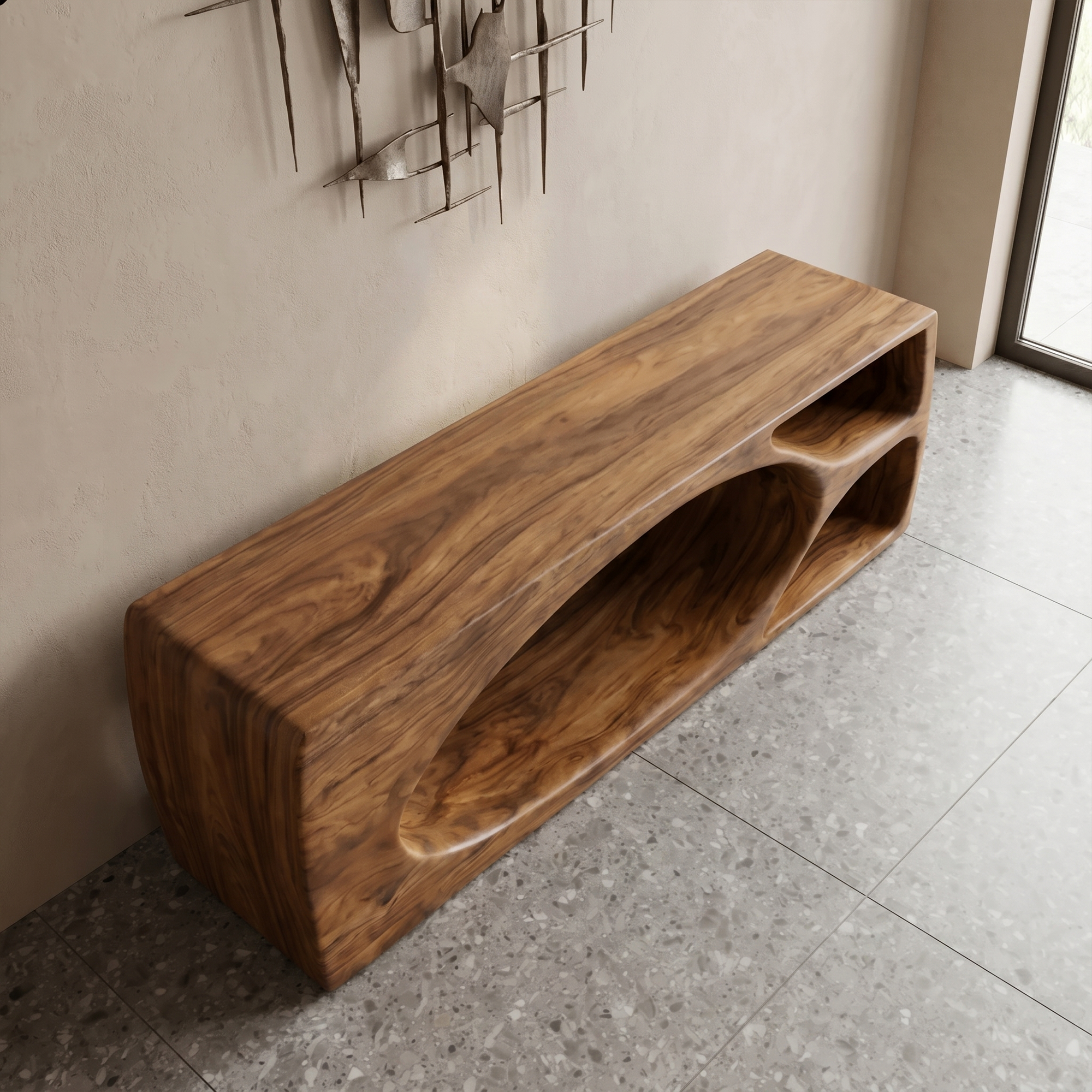 Rustic Bench With Built In Shoe Storage Shelf For Entryway