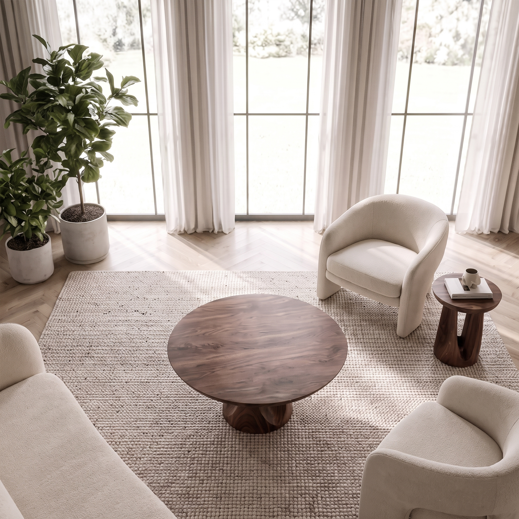 Contemporary Round Coffee Table Living Room Or Family Room