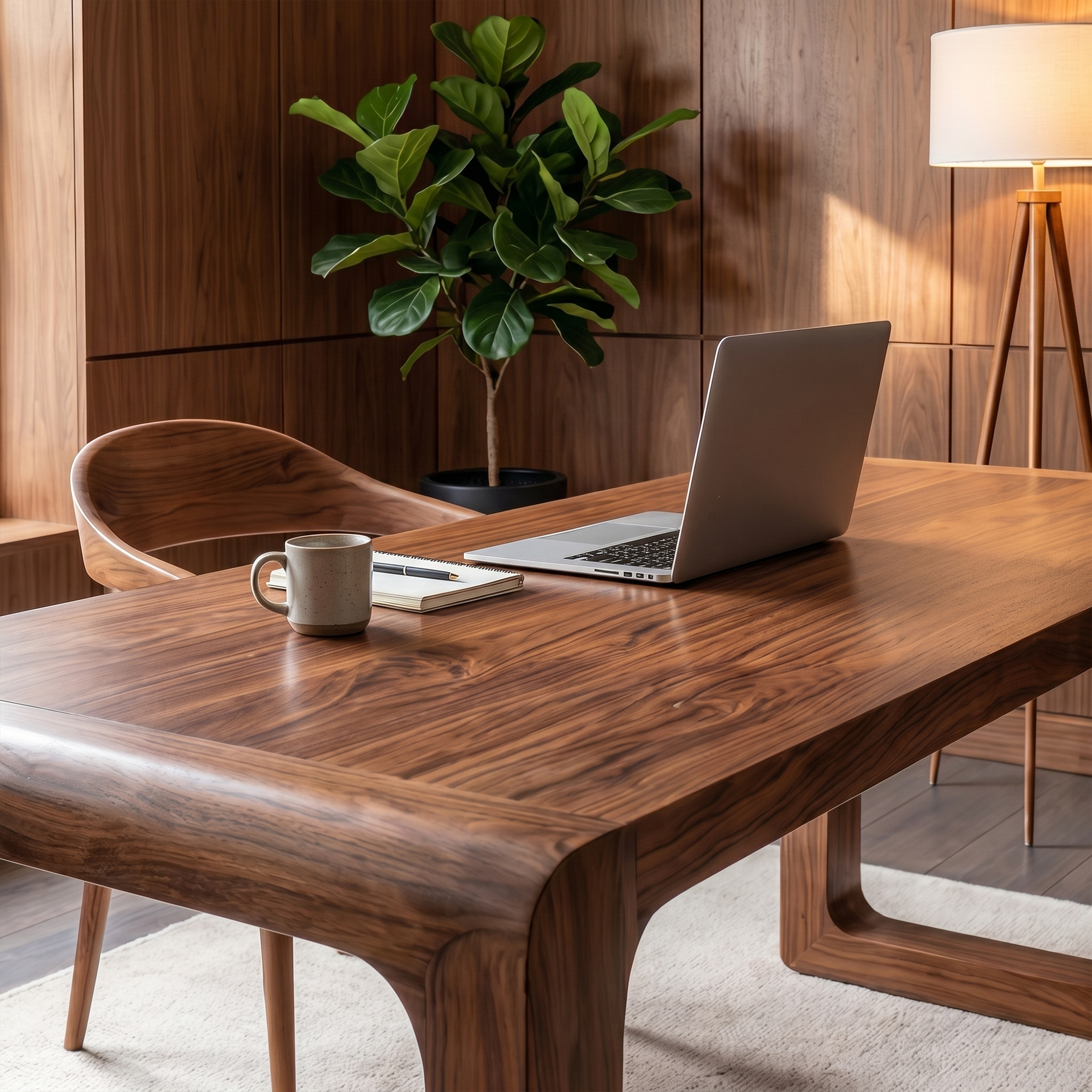 Handcrafted Wooden Desk For Home Office Productivity And Comfort