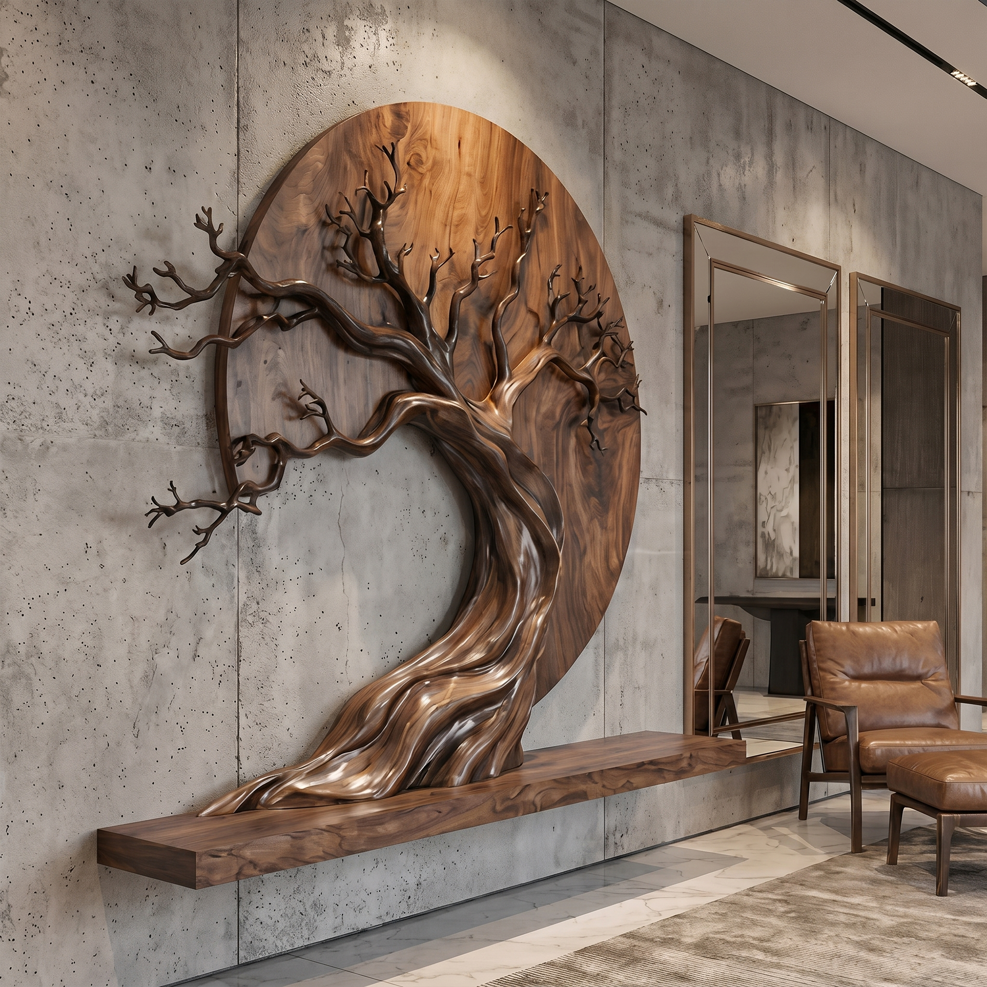 Handcrafted Tree Of Life Wall Sculpture With Natural Wood Design For Entryway