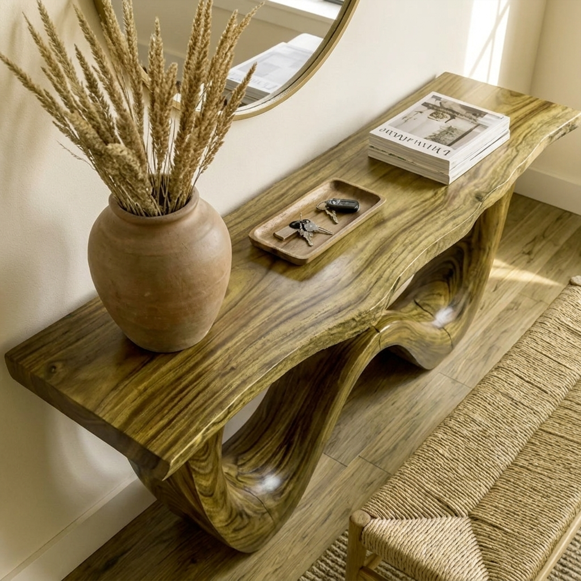 Organic Wave Base Console Table Entryway Hallway Living Room