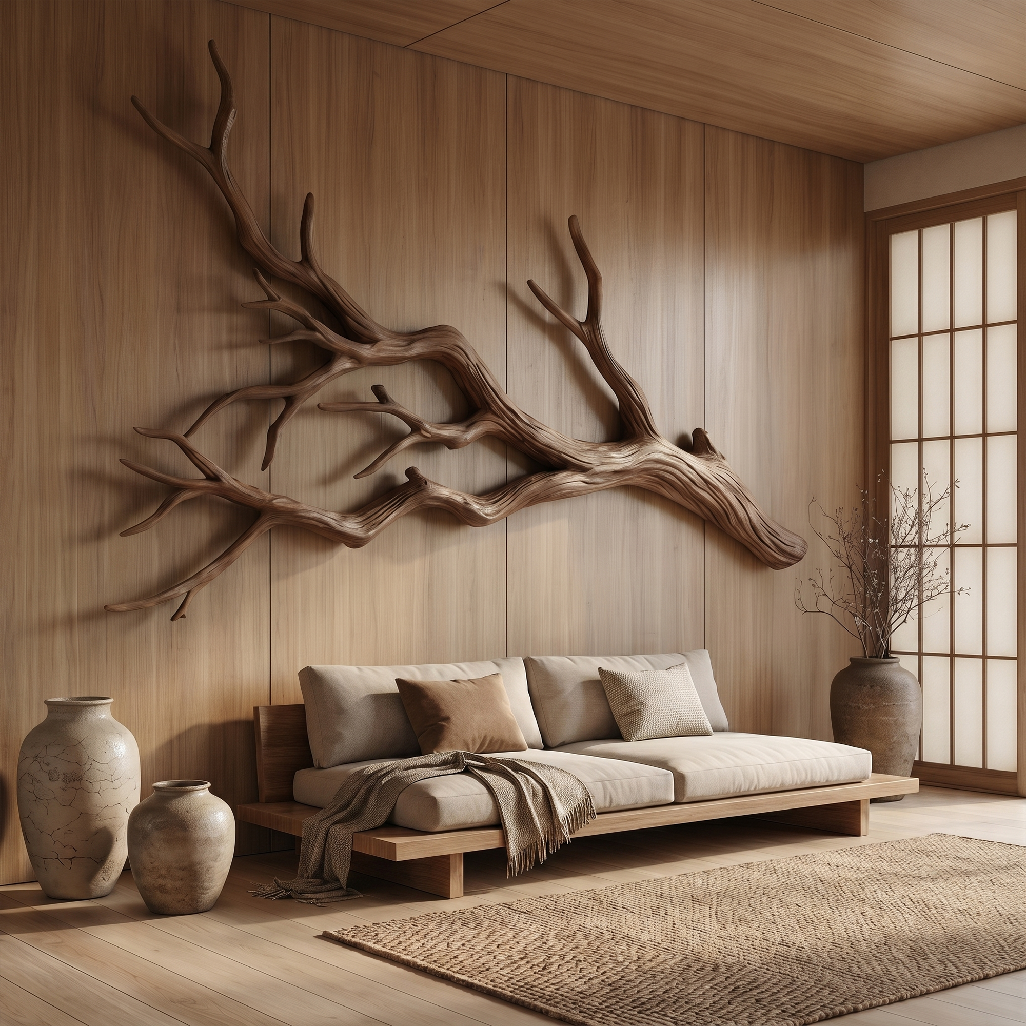 Flowing Organic Wood Branch Wall Sculpture Contemporary Decor
