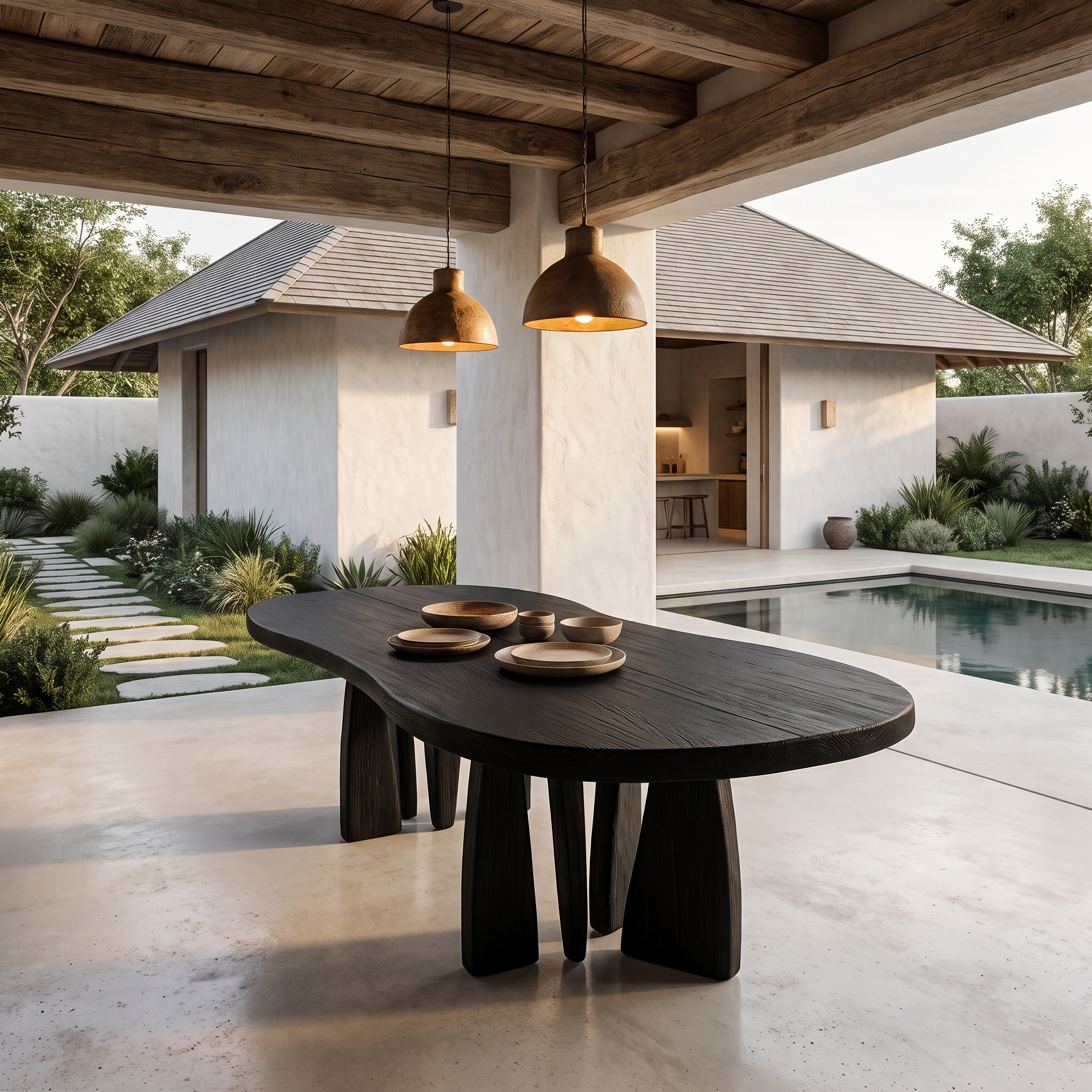 Modern Oval Dining Table Handcrafted Solid Wood Dining Table For Dining Room