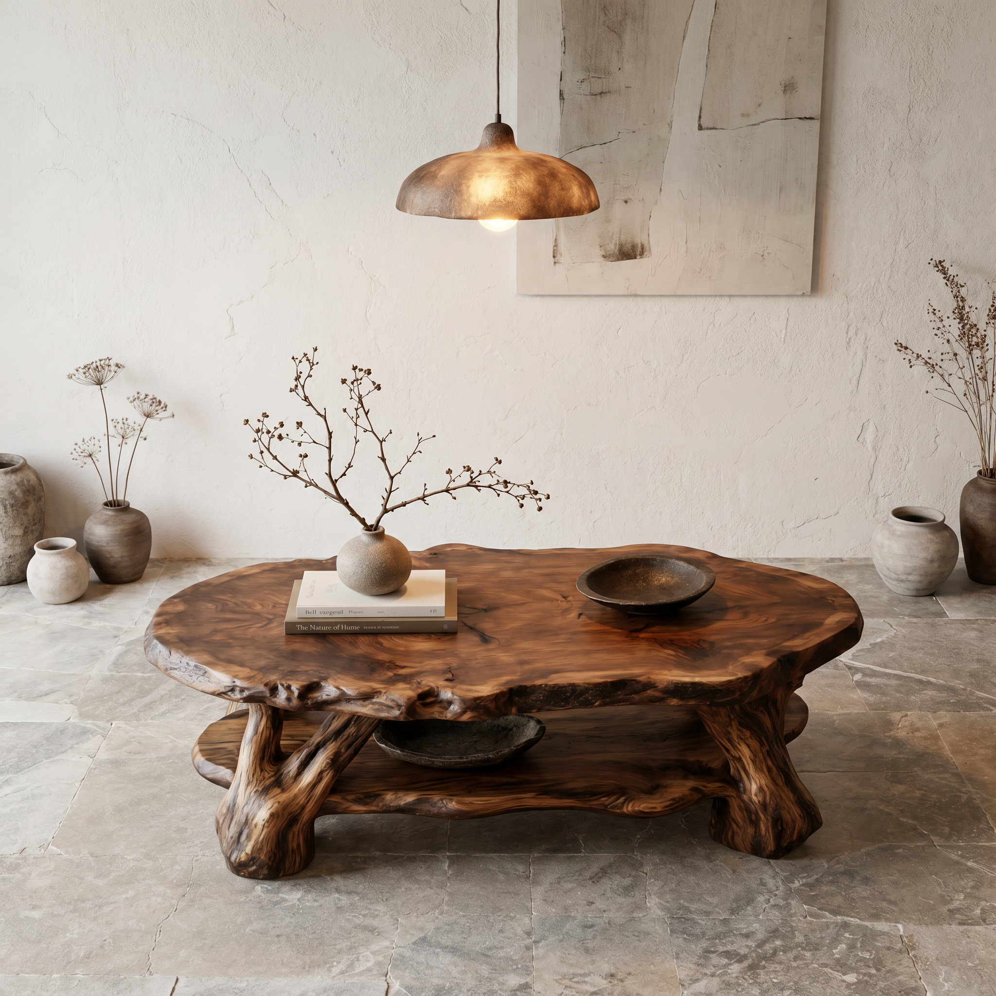 Nature Inspired Coffee Table With Sculptural Root Wood Design For Living Room