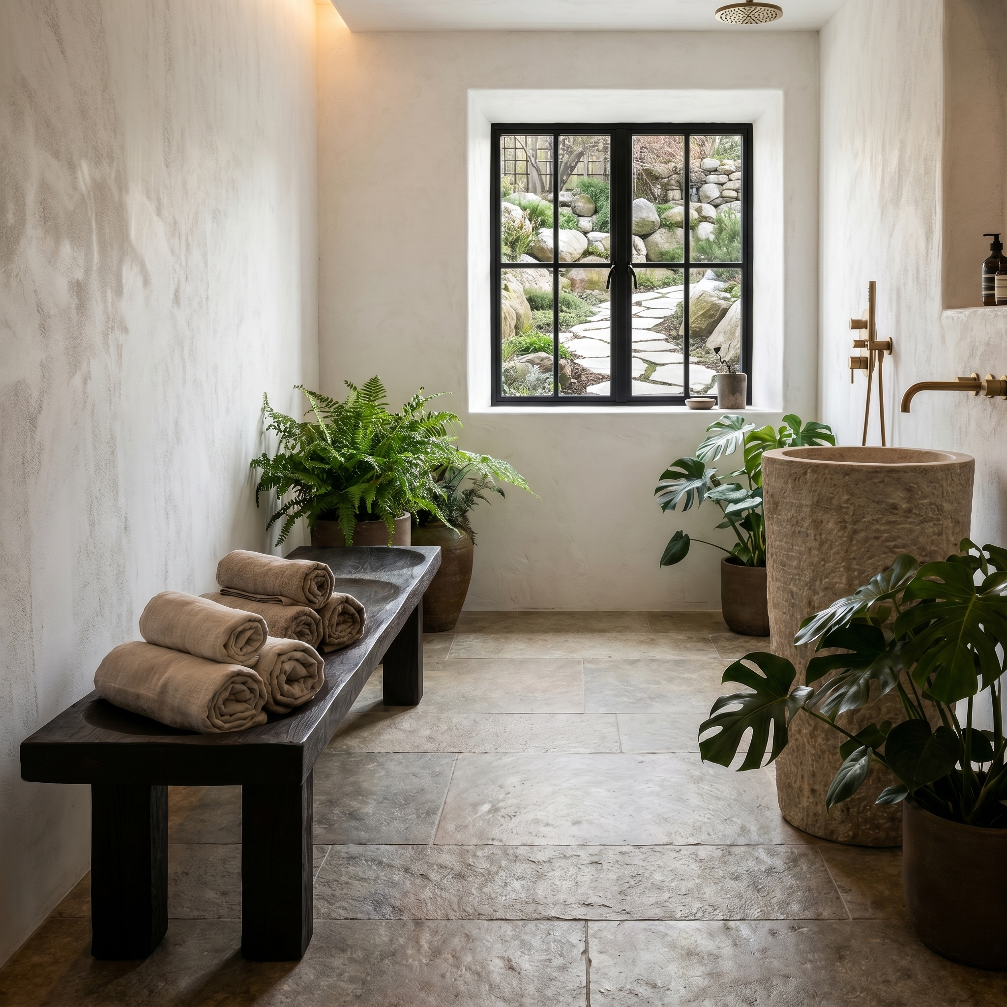 Modern Organic Shower Bench With Handcrafted Wood Construction For Bathroom