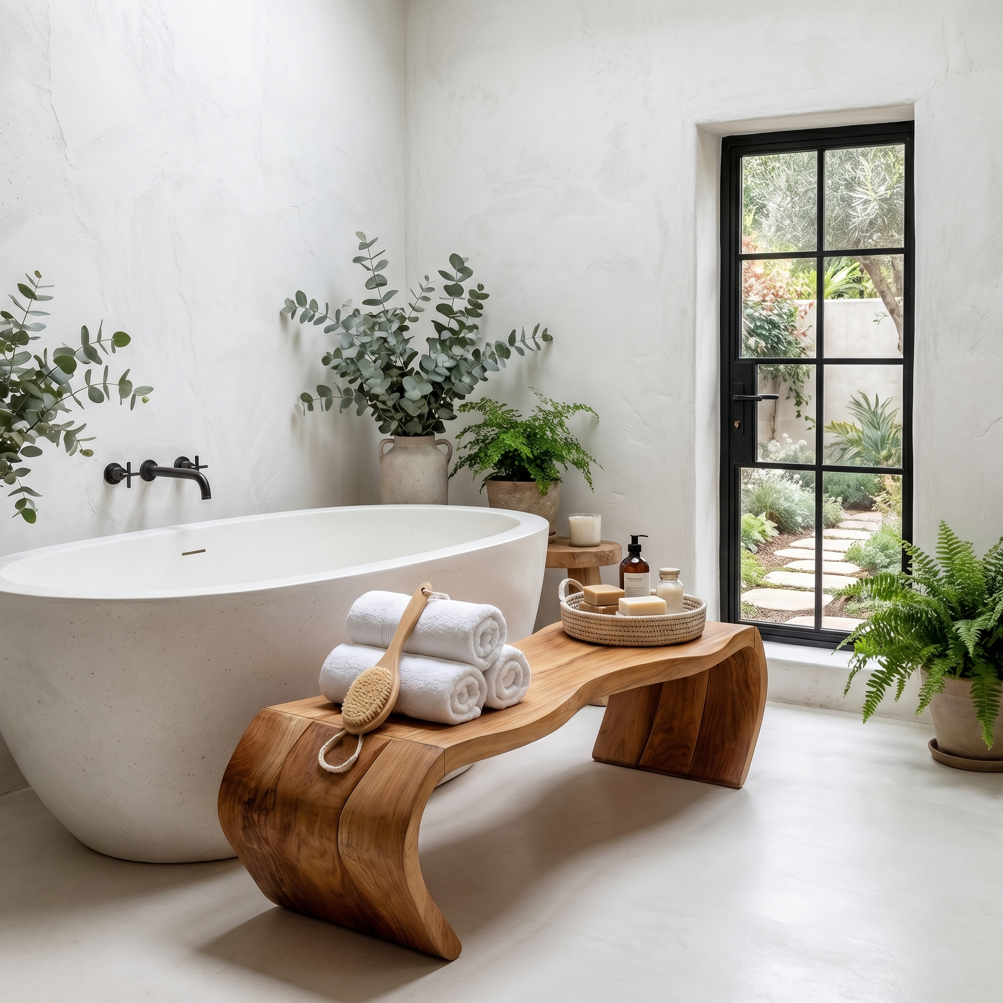 Handcrafted Wooden Shower Bench For Bathroom