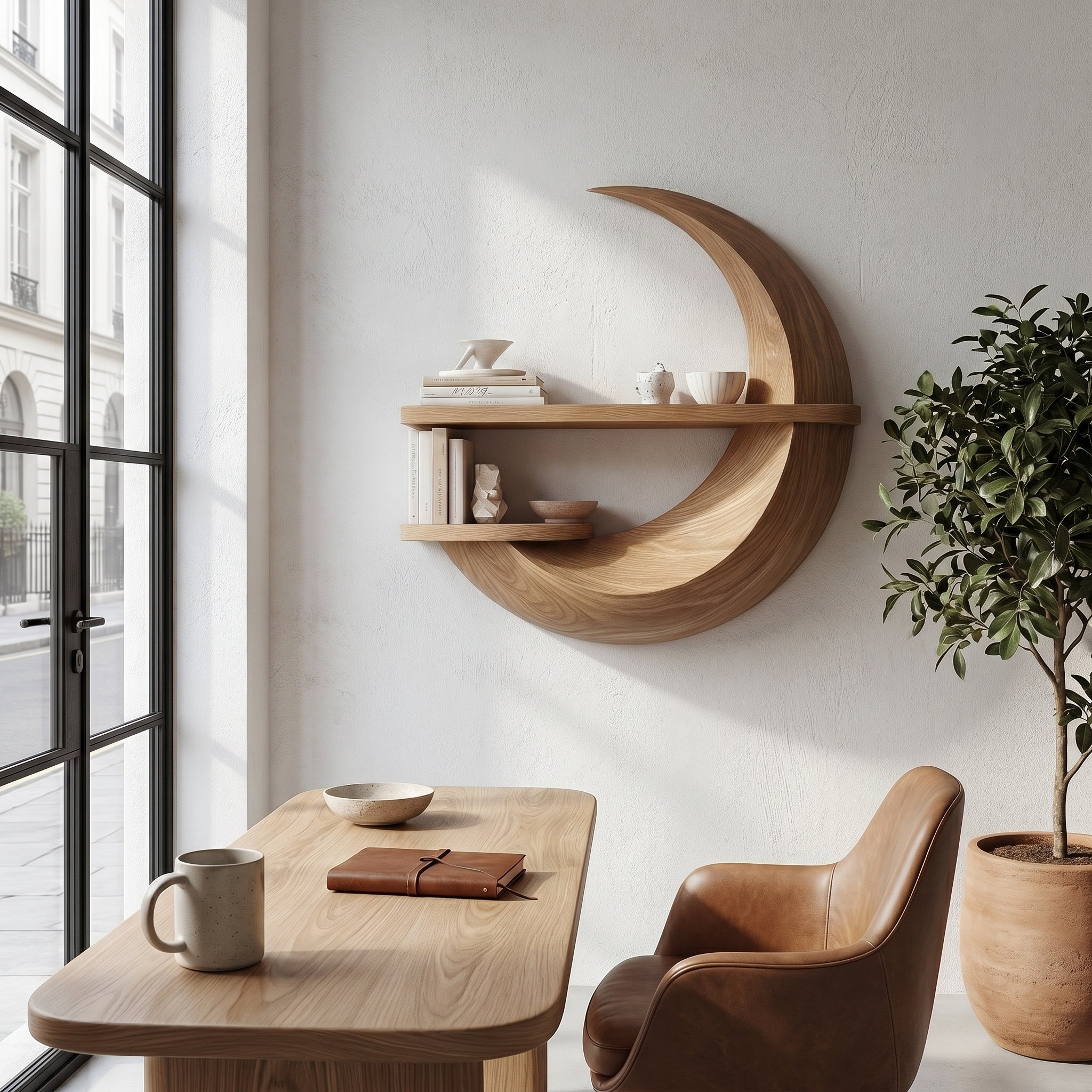 Rustic Floating Shelf With Natural Wood Display Storage For Living Room