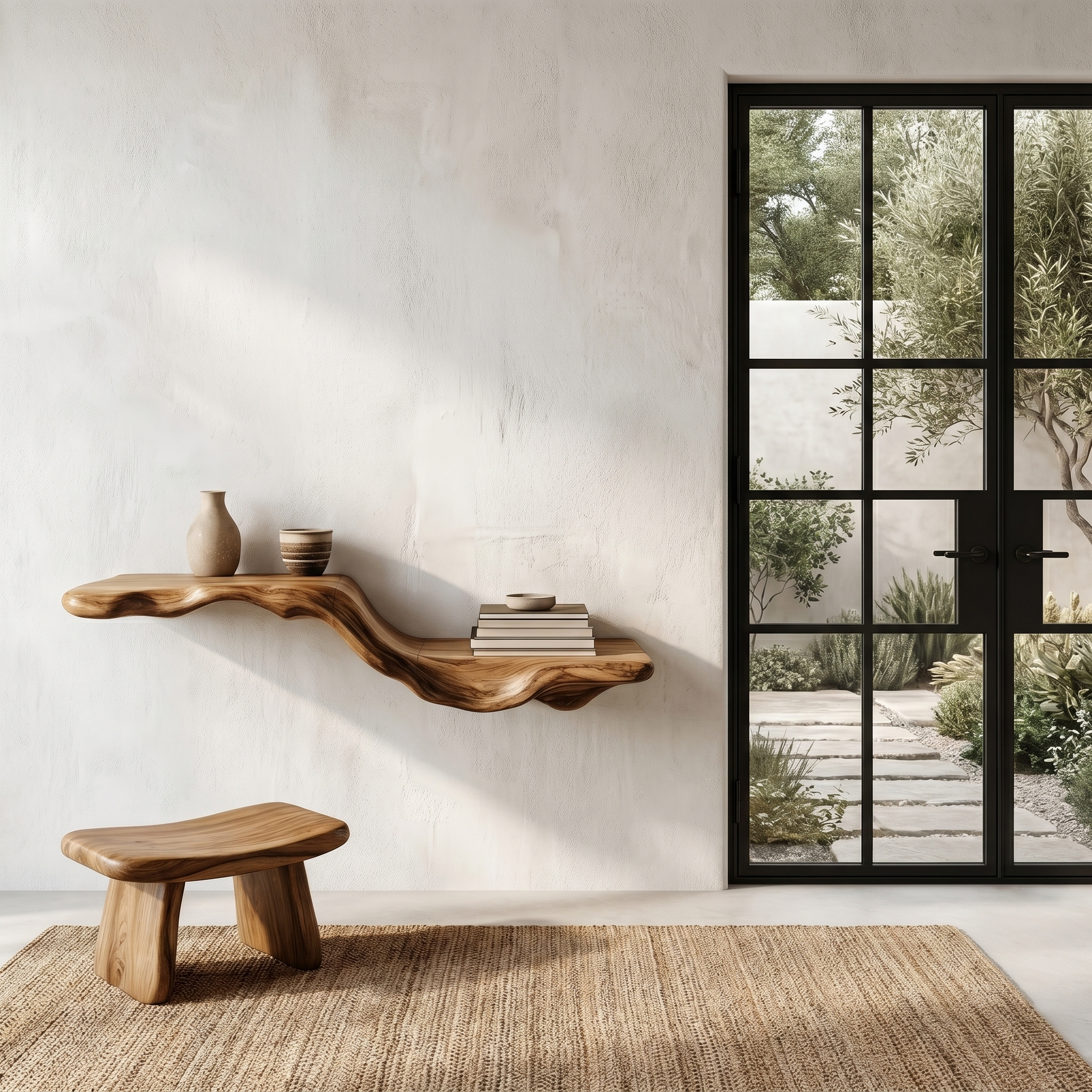 Organic Floating Shelf With Flowing Tree Branch Design For Living Room And Bedroom