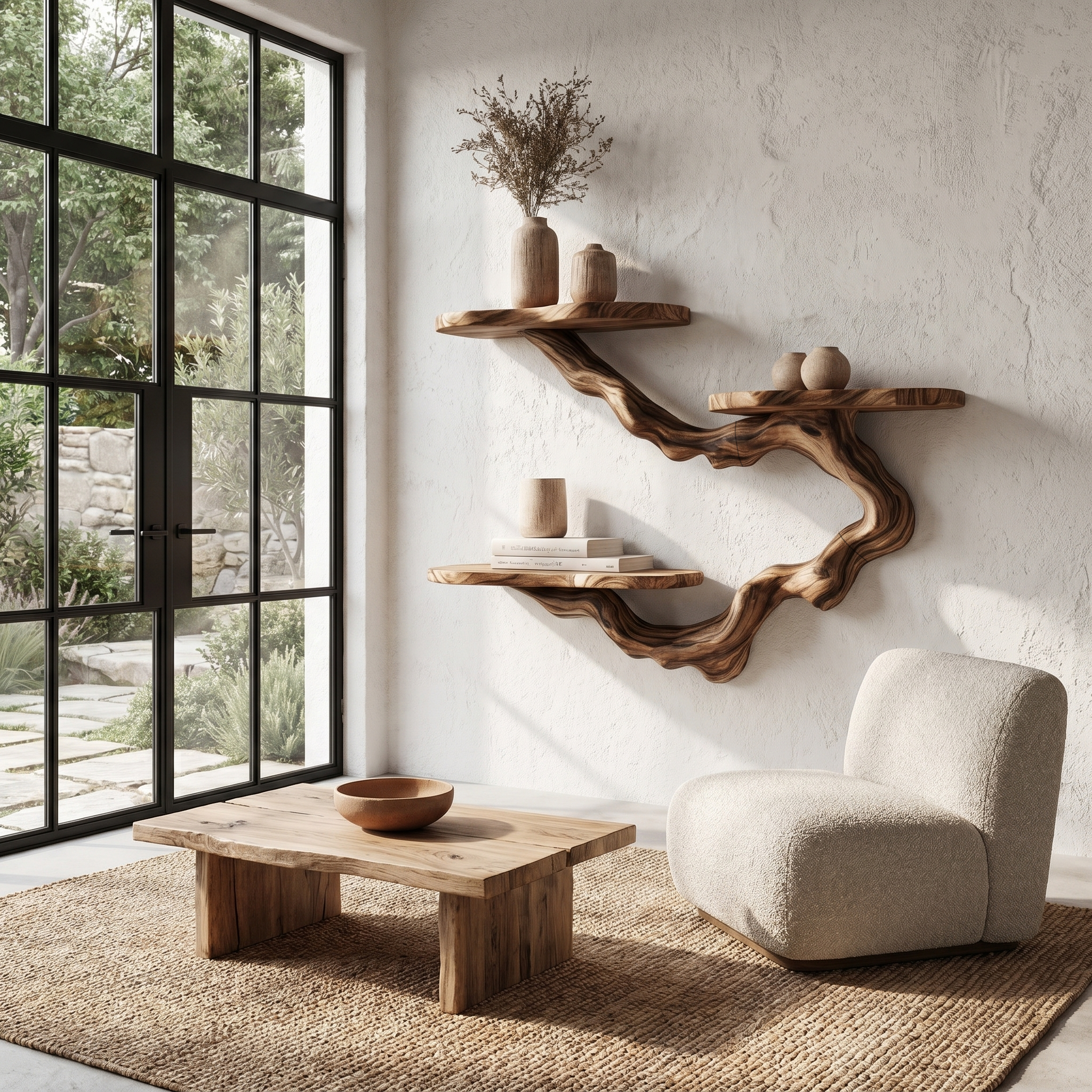 Rustic Floating Shelf With Display Storage For Living Room