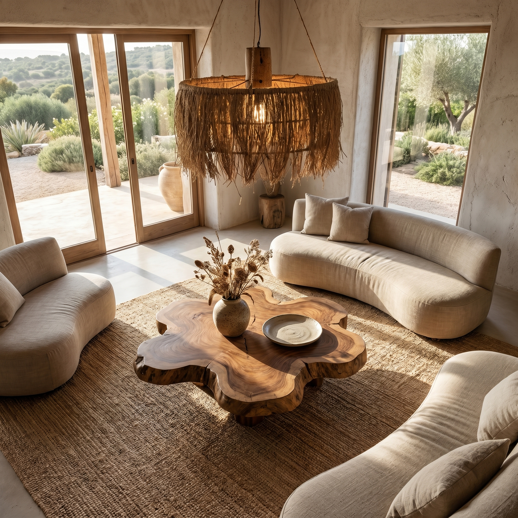 Organic Coffee Table Sculptural Wood Base For Living Room