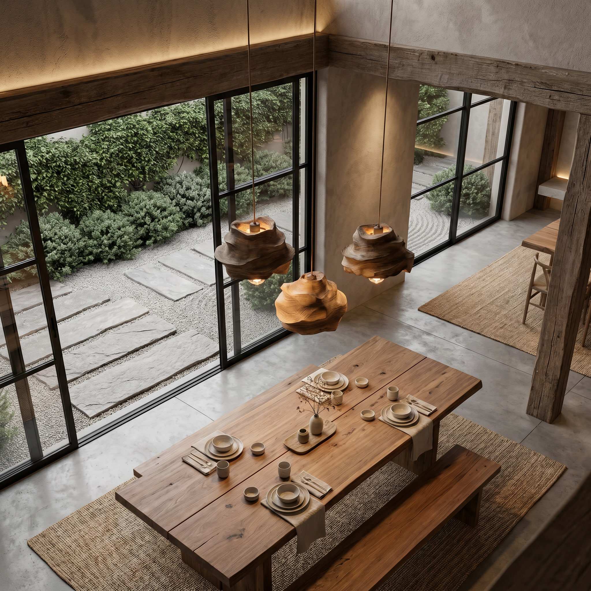 Organic Wooden Pendant Lamp With Sculptural Design For Dining Room And Living Room