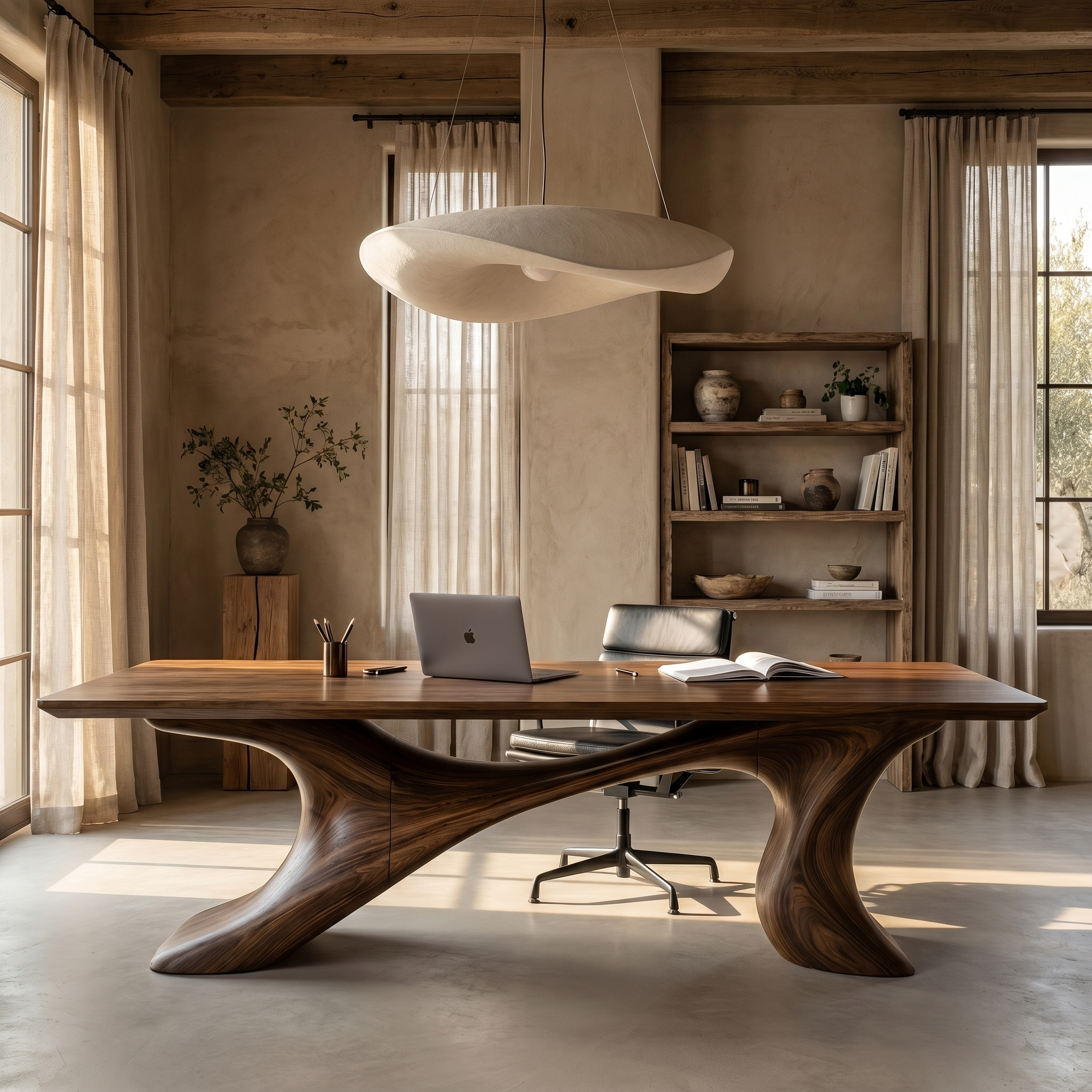 Sculptural Office Desk Organic Modern Furniture For Executive Workspace