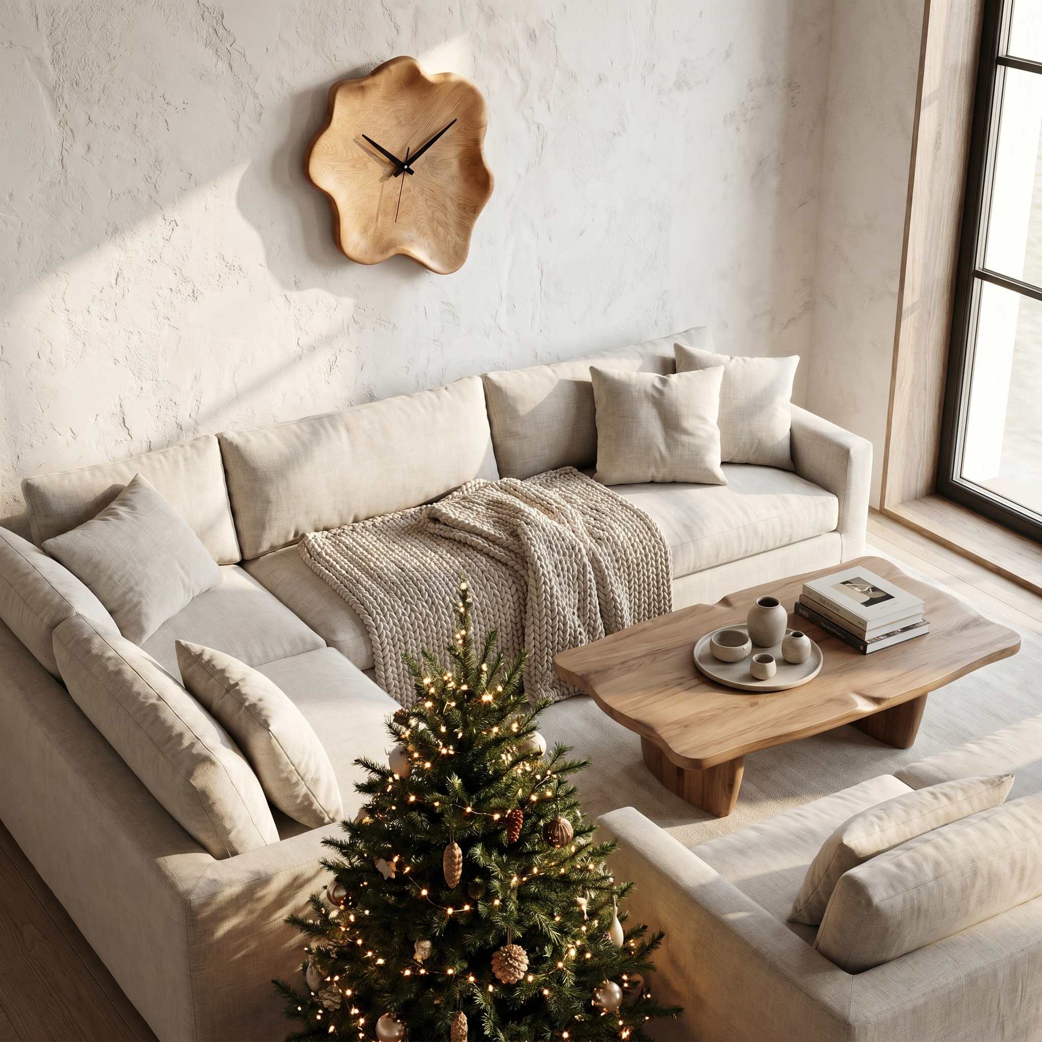 Organic Wall Clock With Natural Live Edge Design For Living Room And Entryway